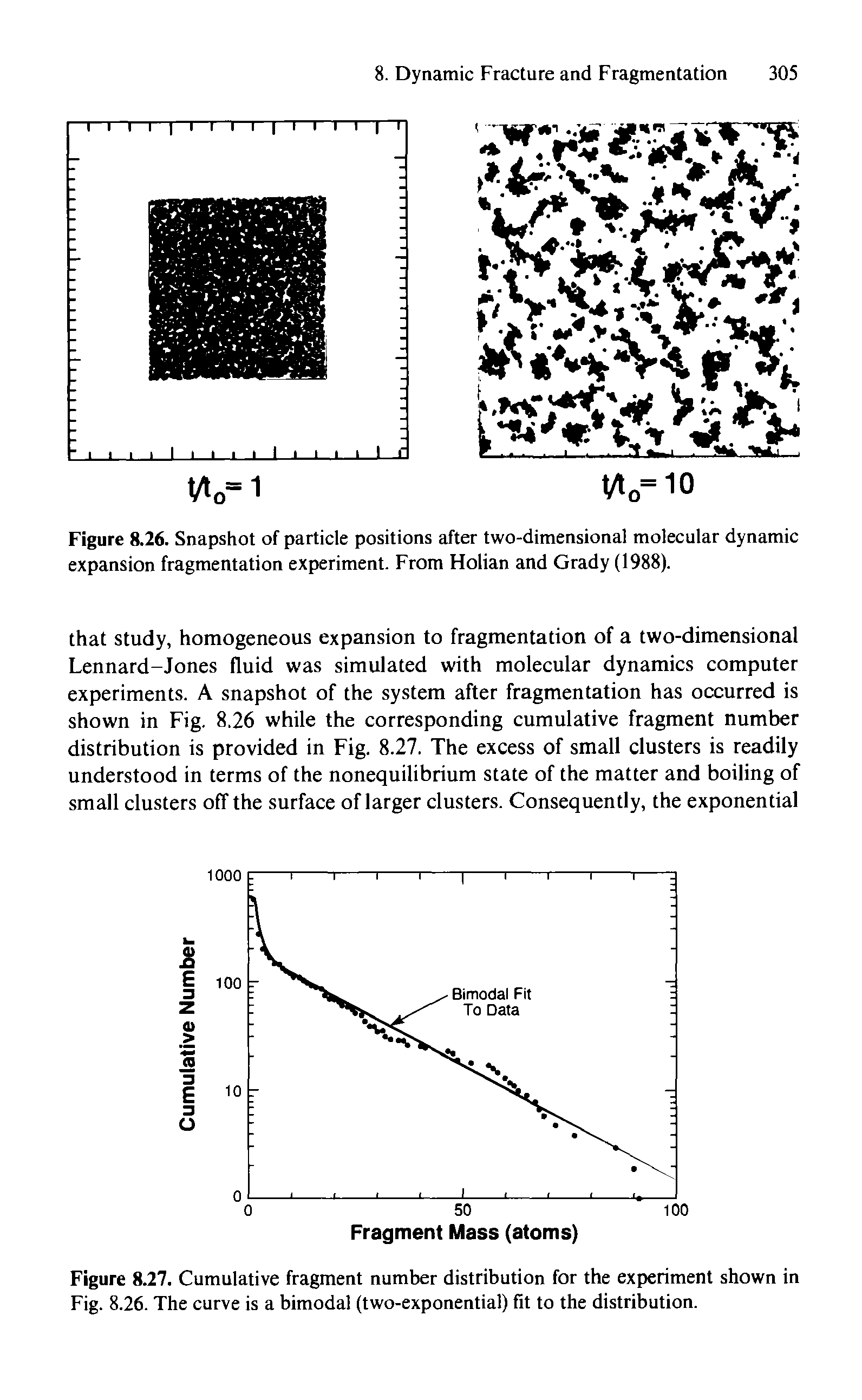 Figure 8.26. Snapshot of particle positions after two-dimensional molecular dynamic expansion fragmentation experiment. From Holian and Grady (1988).