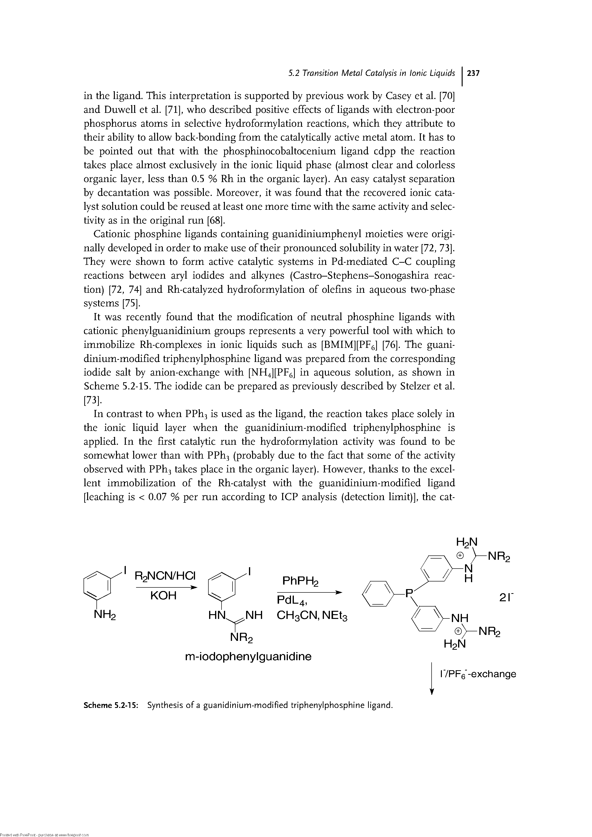 Scheme 5.2-15 Synthesis of a guanidinium-modified triphenylphosphine ligand.