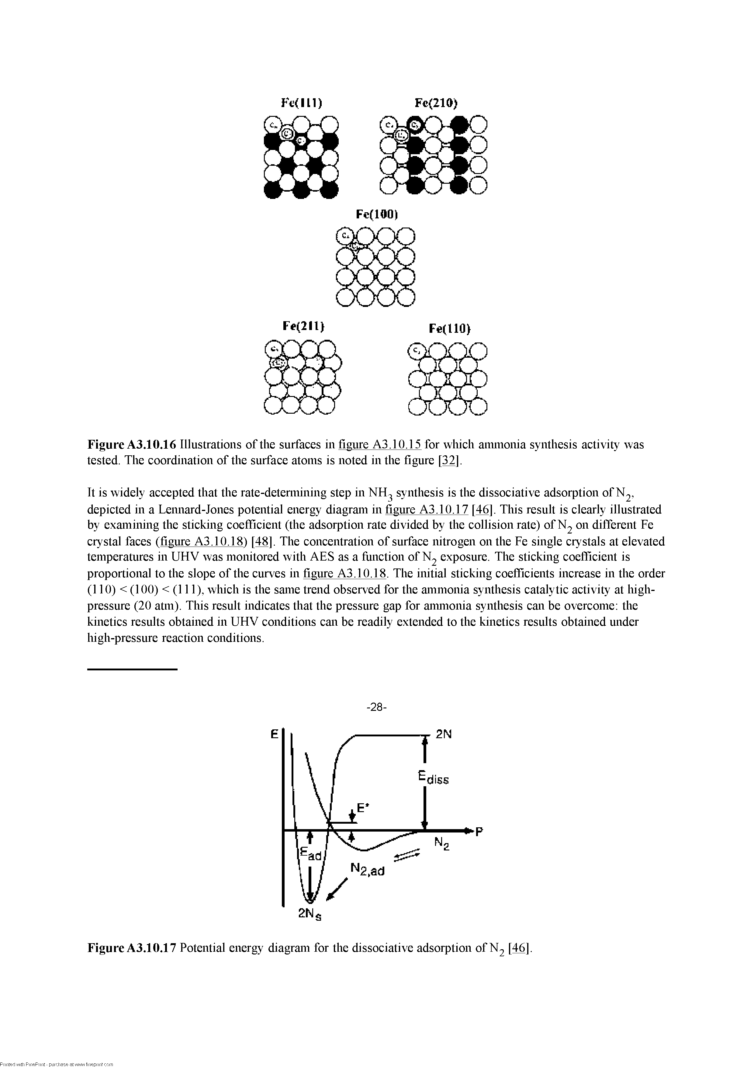 Figure A3.10.17 Potential energy diagram for the dissociative adsorption of N2 [46].