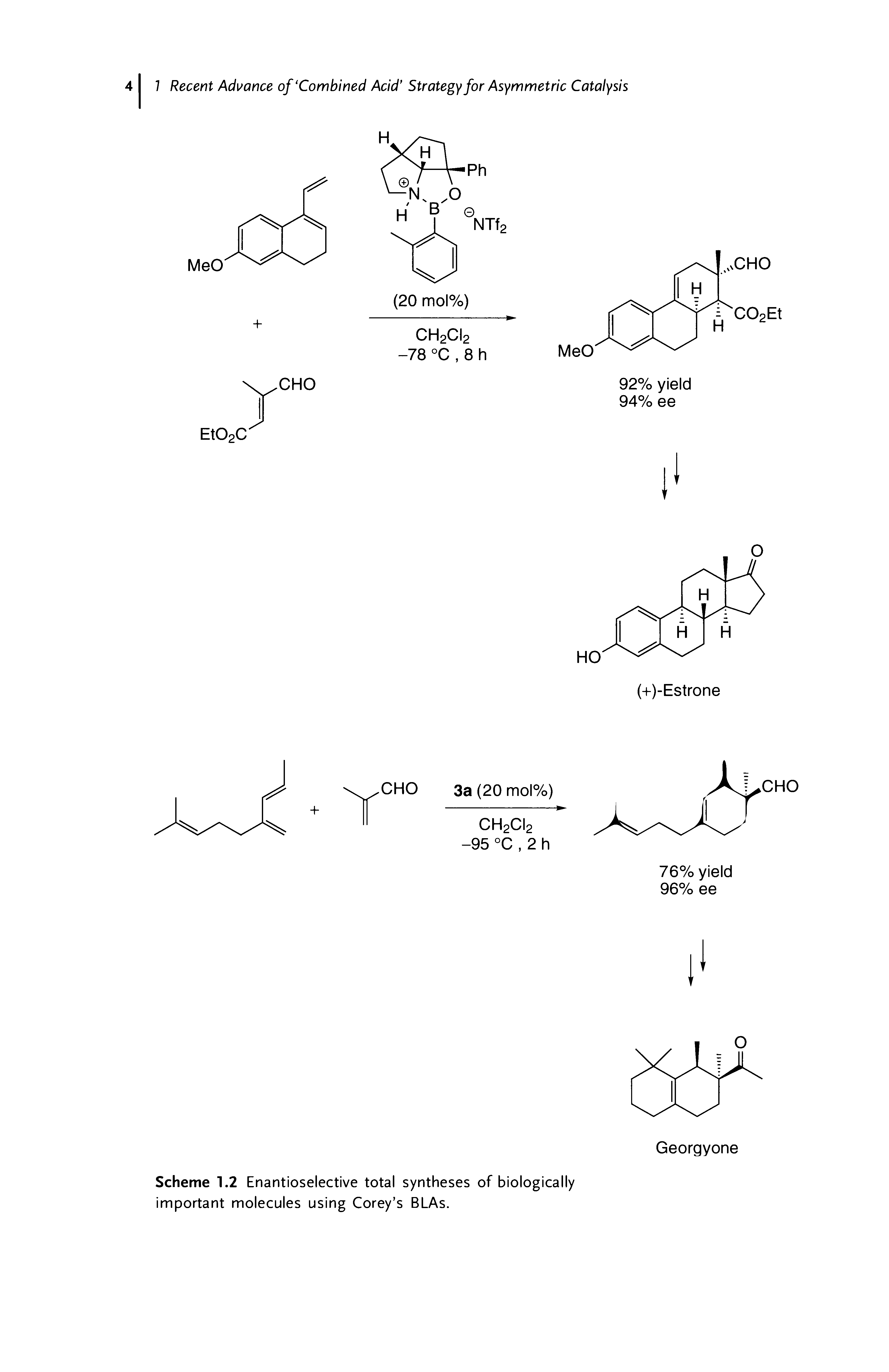 Scheme 1.2 Enantioselective total syntheses of biologically important molecules using Corey s BLAs.