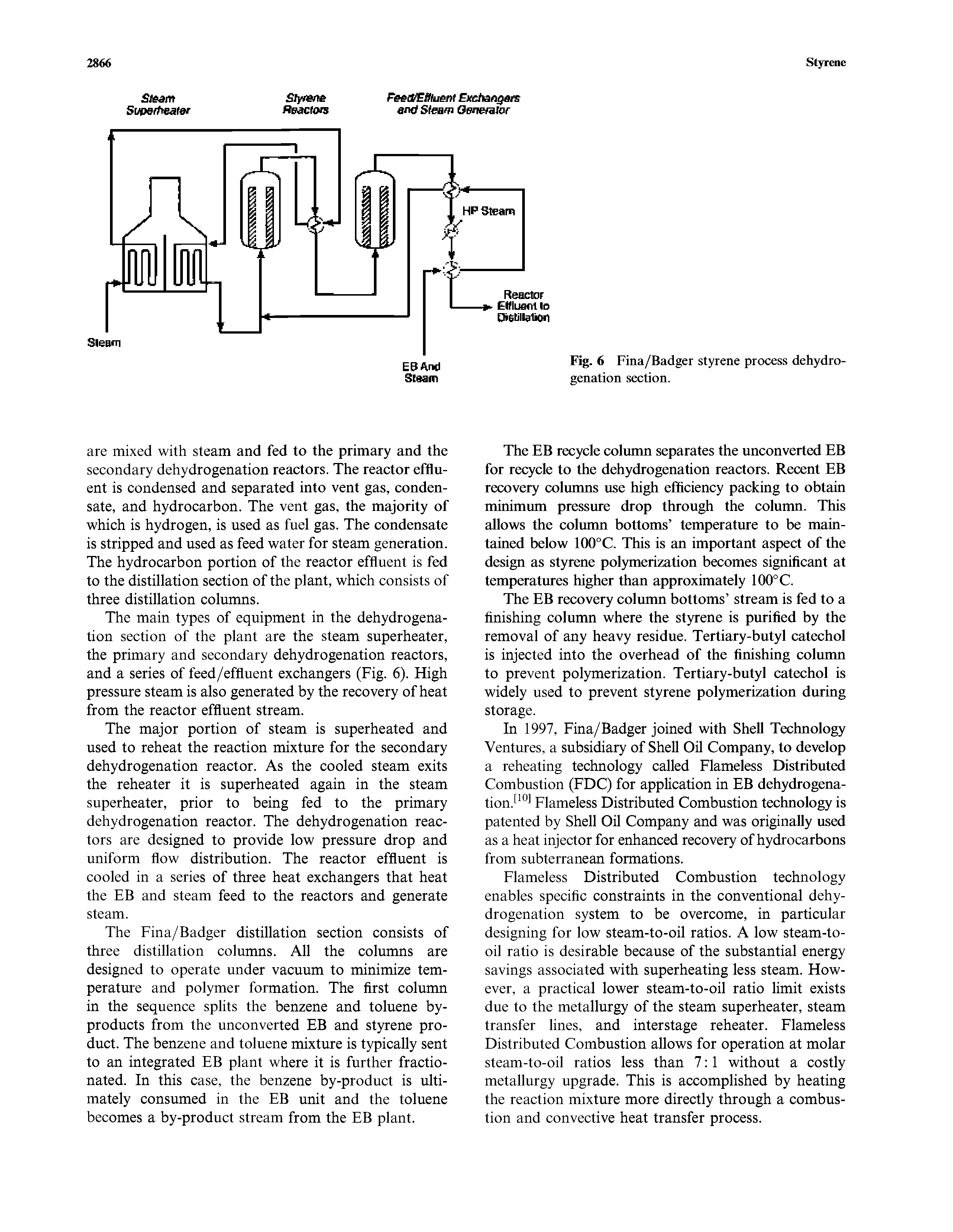 Fig. 6 Fina/Badger styrene process dehydrogenation section.