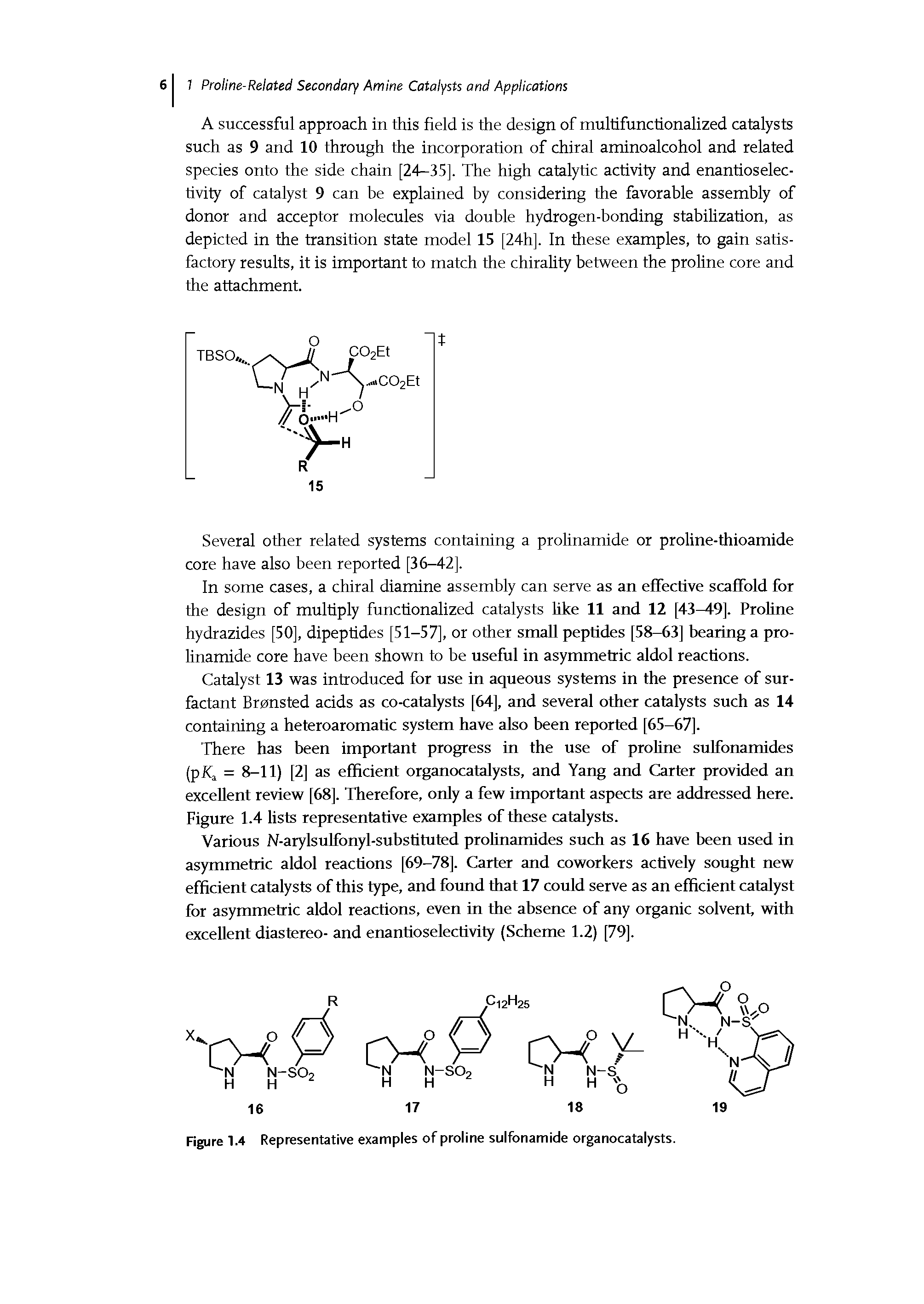 Figure 1.4 Representative examples of proline sulfonamide organocatalysts.