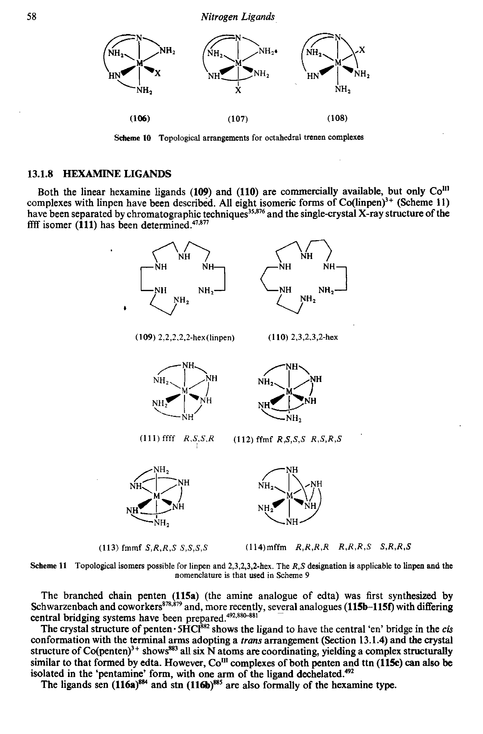 Scheme 11 Topological isomers possible for linpen and 2,3,2,3,2-hex. The R,S designation is applicable to linpen and the...