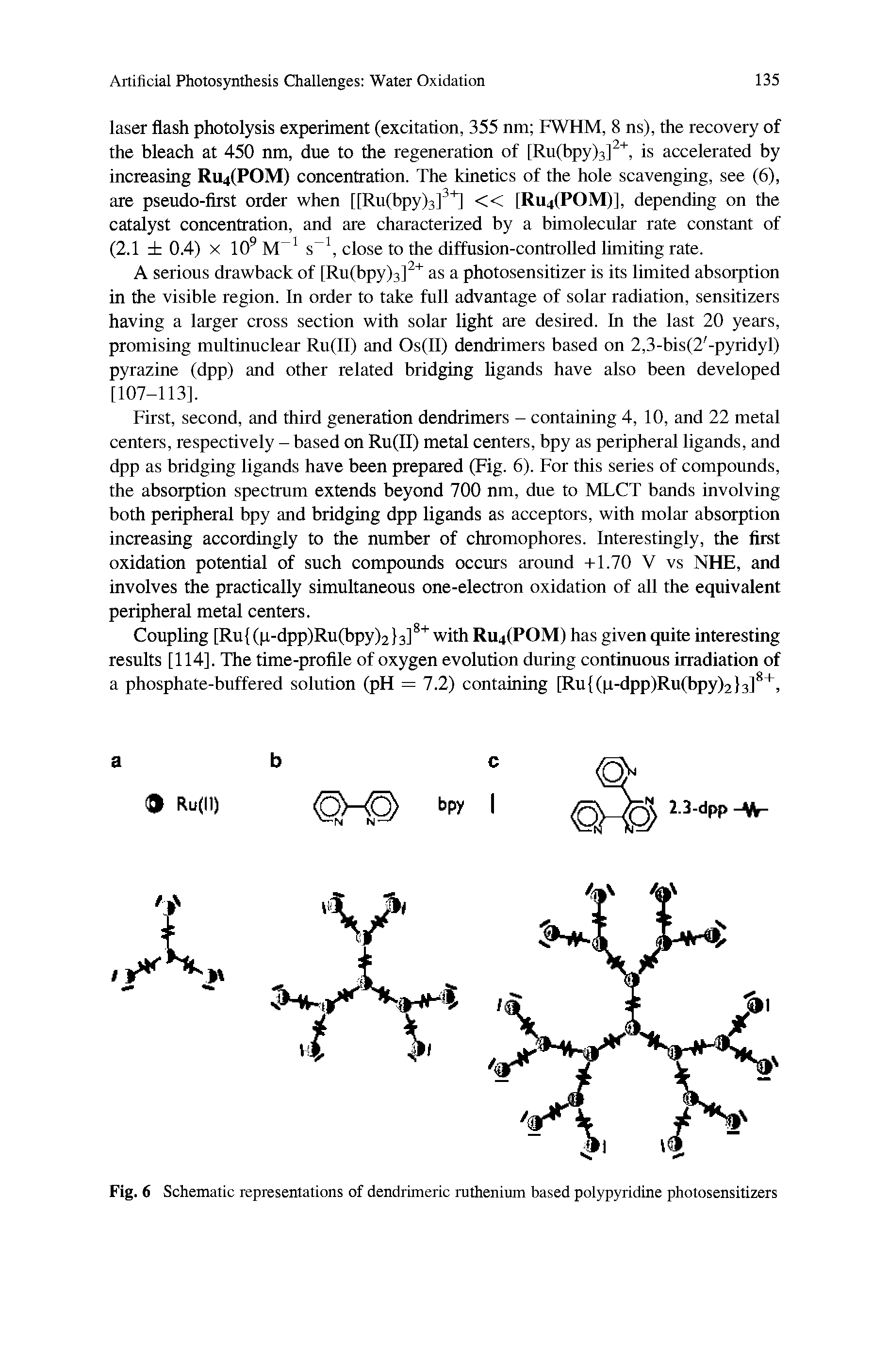 Fig. 6 Schematic representations of dendrimeric ruthenium based polypyridine photosensitizers...