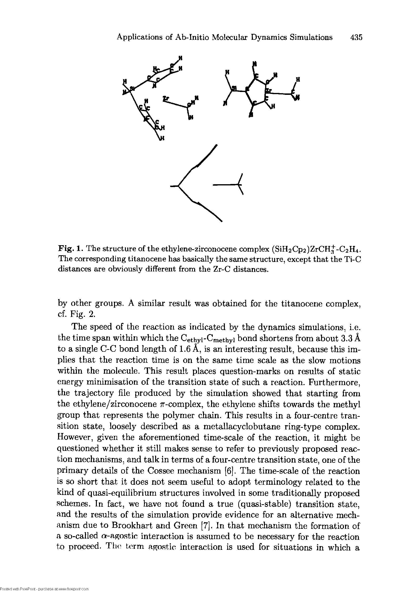 Fig. 1. The structure of the ethylene-zirconocene complex (SiH2Cp2)ZrCHj-C2H4. The corresponding titanocene has basically the same structure, except that the Ti-C distances are obviously different from the Zr-C distances.