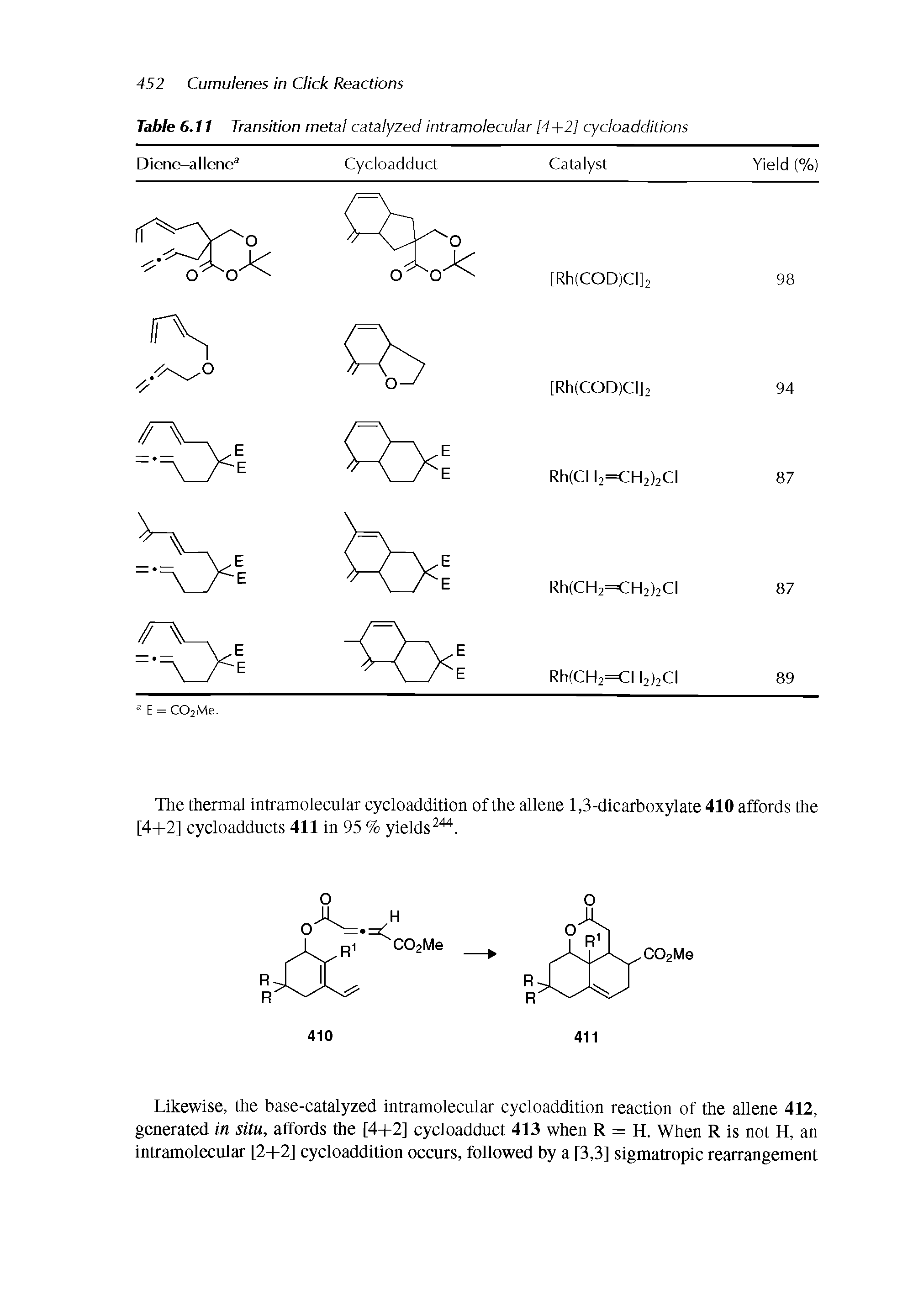 Table 6.11 Transition metal catalyzed intramolecular [4+2] cycloadditions...