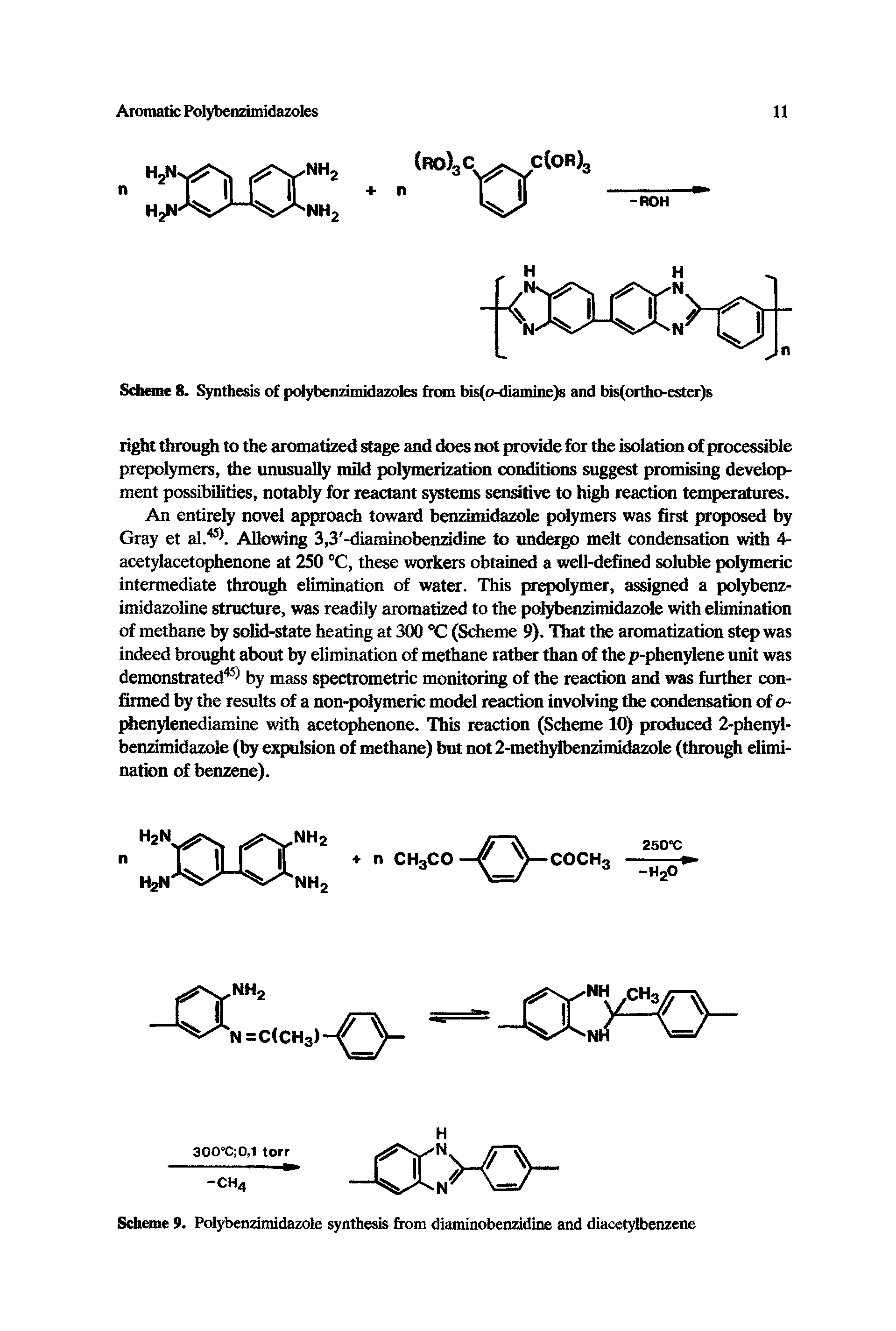 Scheme 9. Polybenzimidazole synthesis from diaminobenzidiiie and diacetylbenzene...