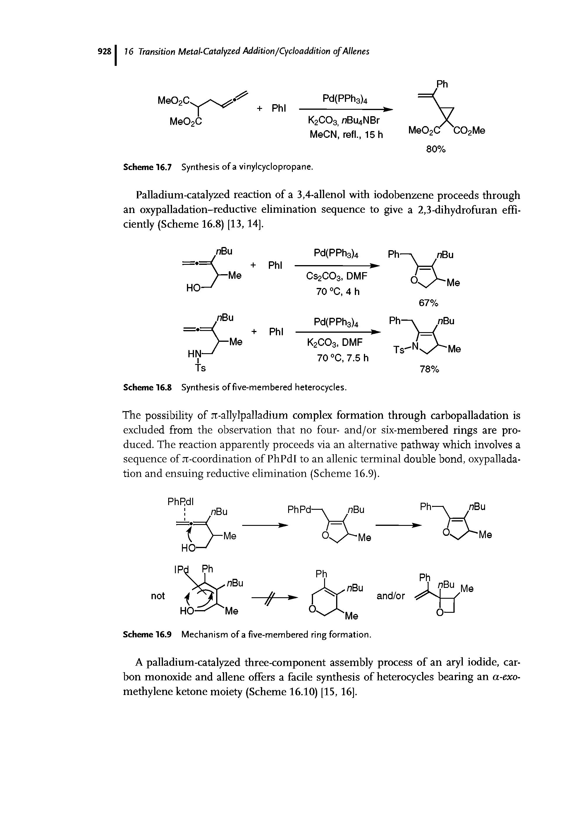 Scheme 16.9 Mechanism of a five-membered ring formation.