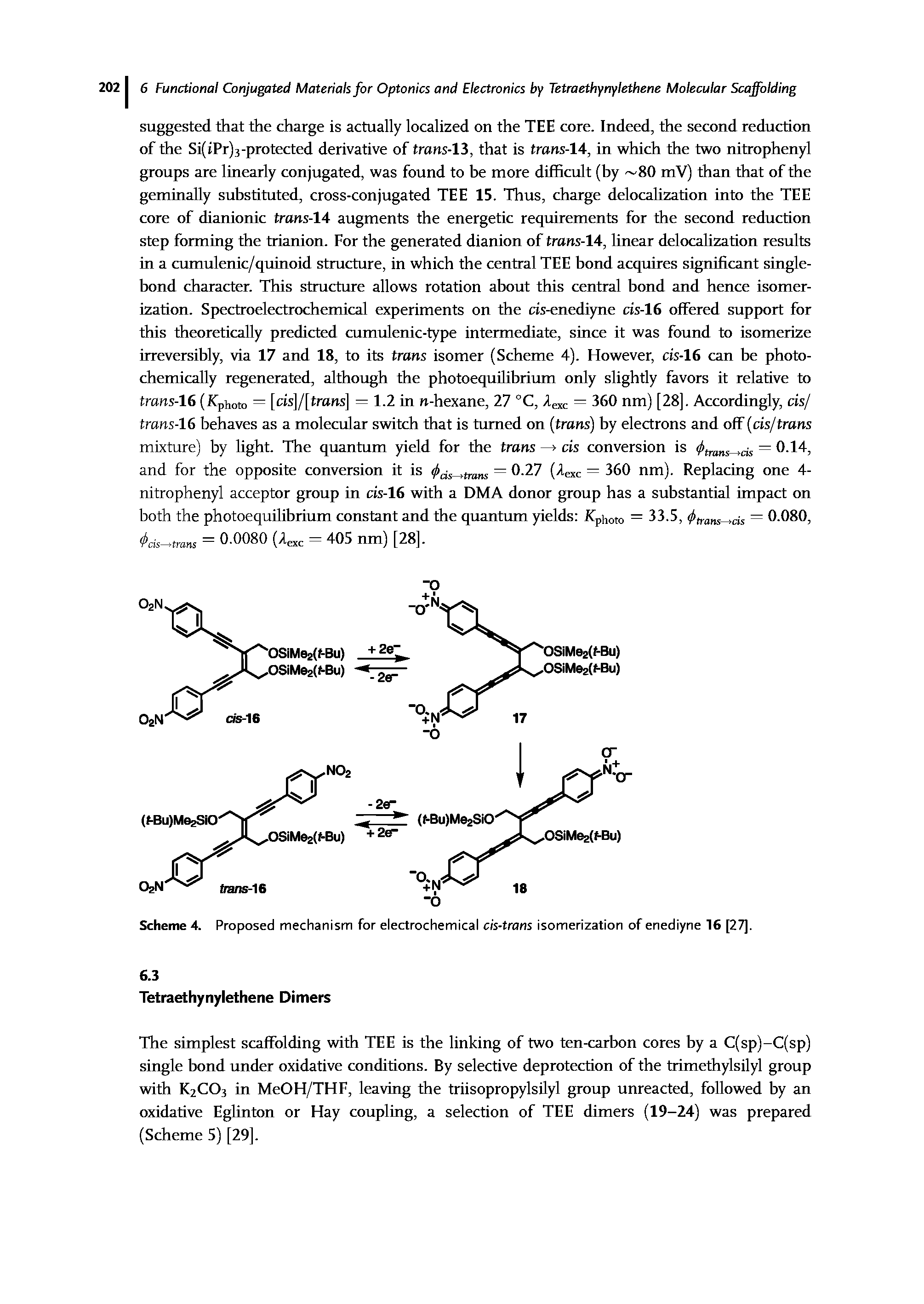 Scheme 4. Proposed mechanism for electrochemical cis-trans isomerization of enediyne 16 [27].