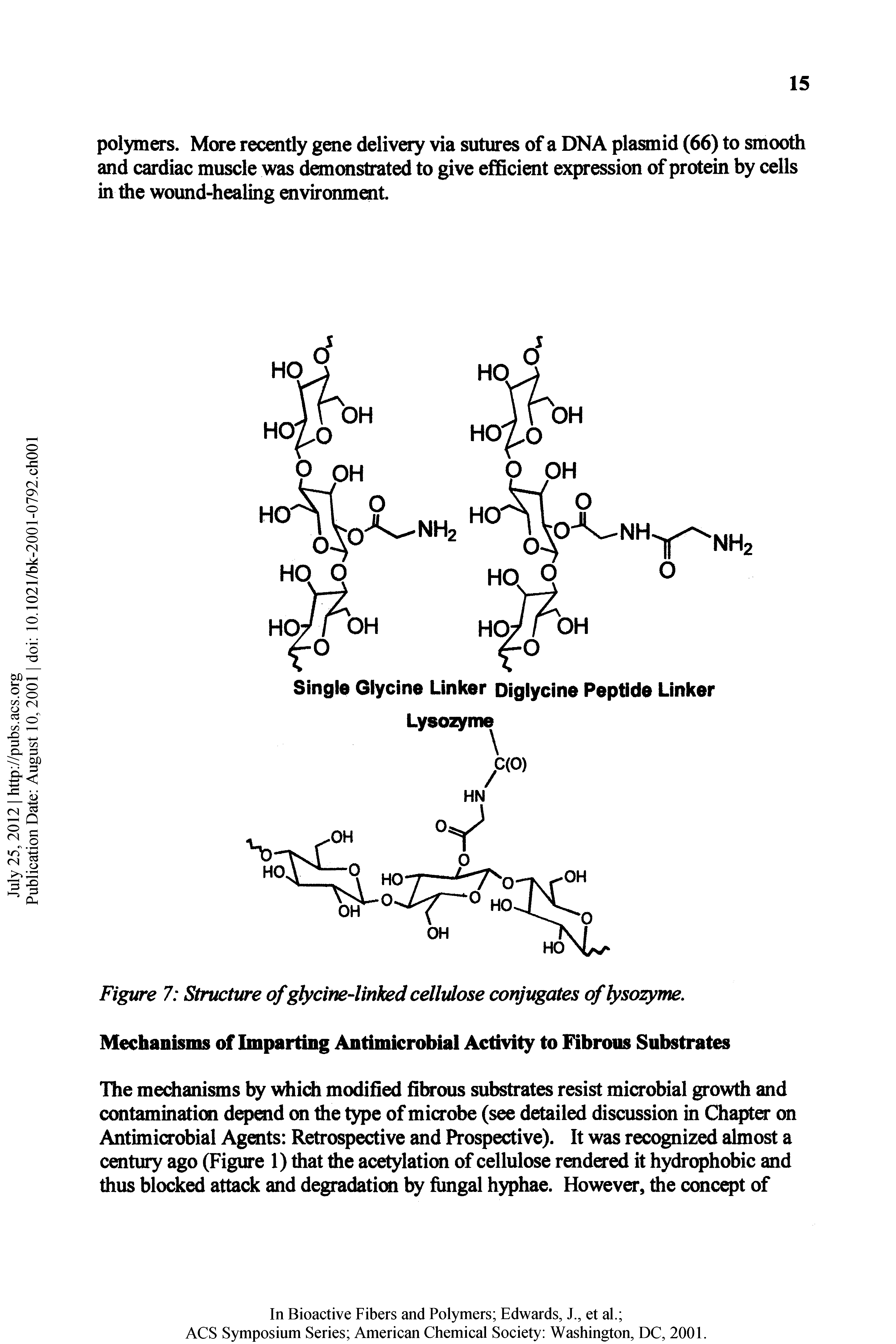 Figure 7 Structure of glycine-linked cellulose conjugates offyso nne. Mechanisms of Imparting Antimicrobial Activity to Fibrous Substrates...