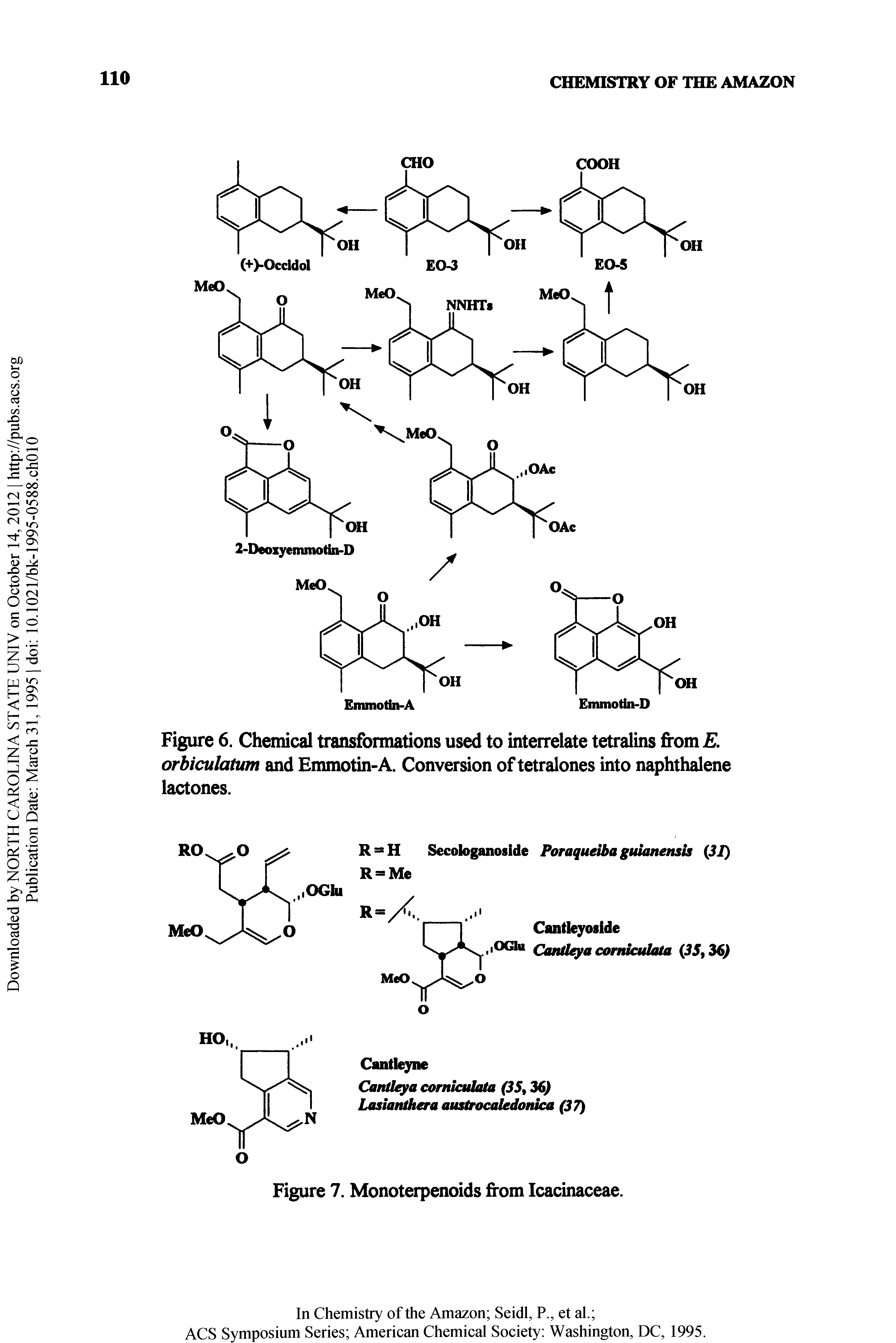Figure 6. Chemical transformations used to interrelate tetralins from E, orbiculatum and Emmotin-A. Conversion of tetralones into naphthalene lactones.