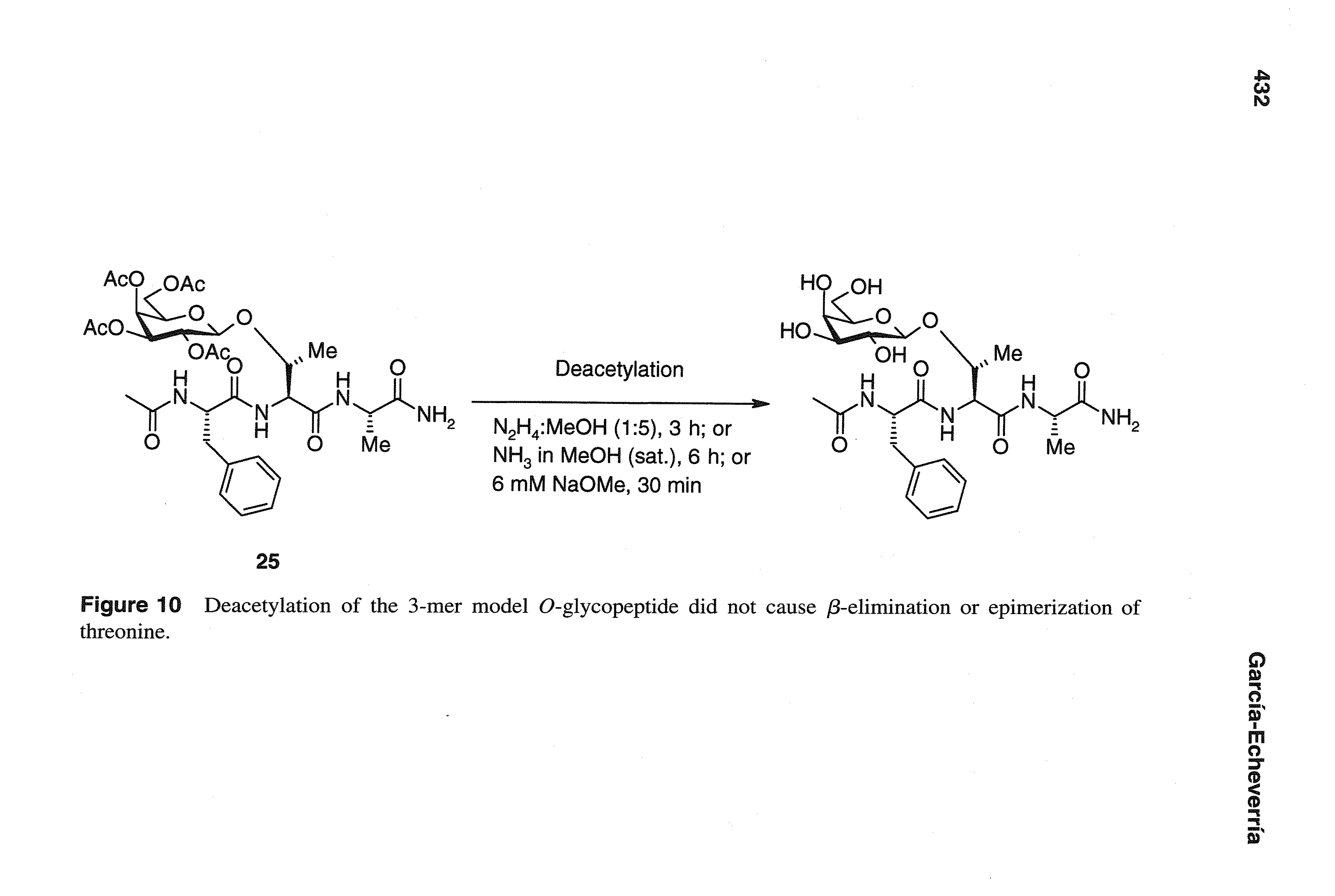 Figure 10 Deacetylation of the 3-mer model O-glycopeptide did not cause -elimination or epimerization of threonine.