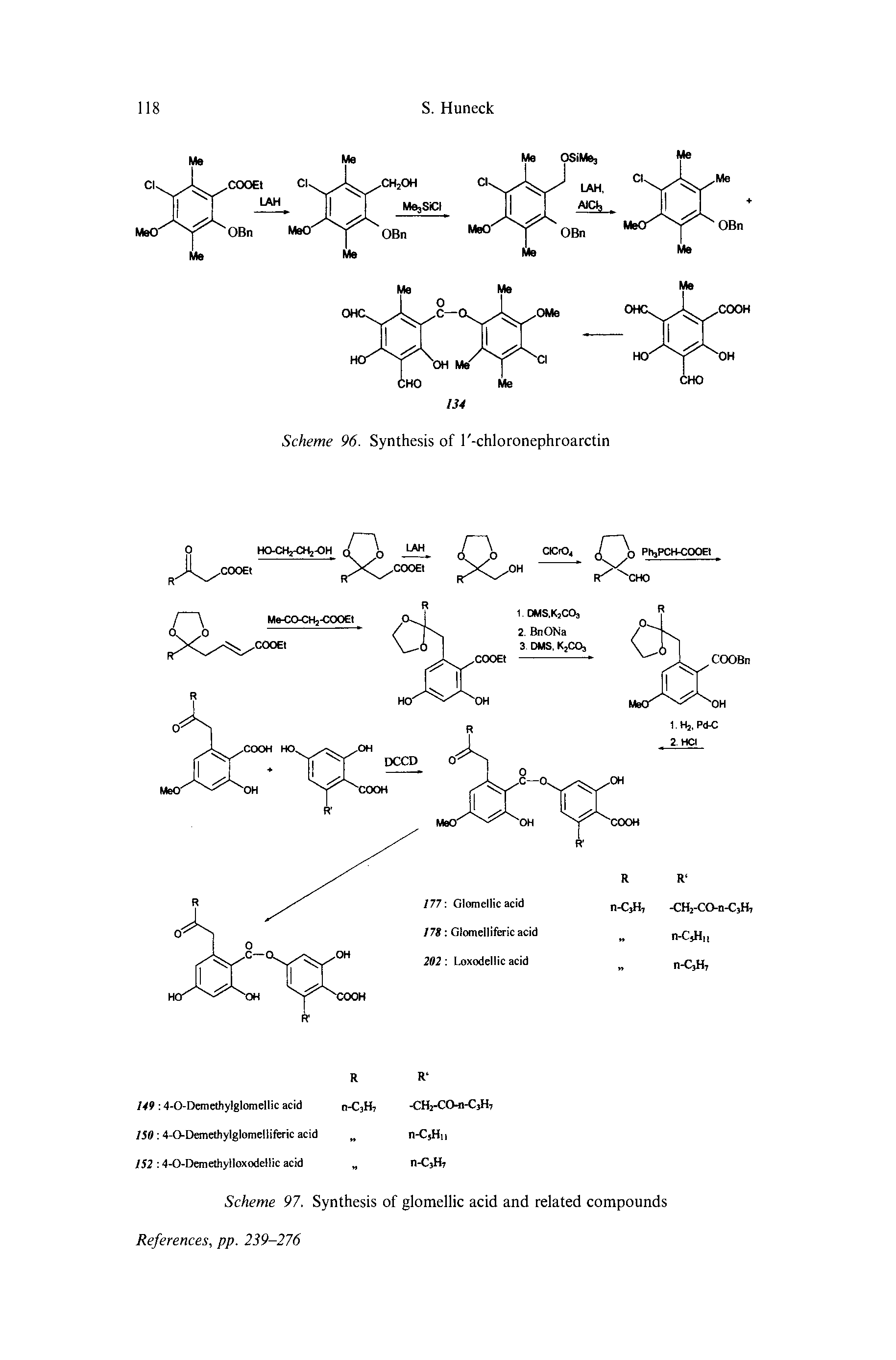 Scheme 97. Synthesis of glomellic acid and related compounds References, pp. 239-276...
