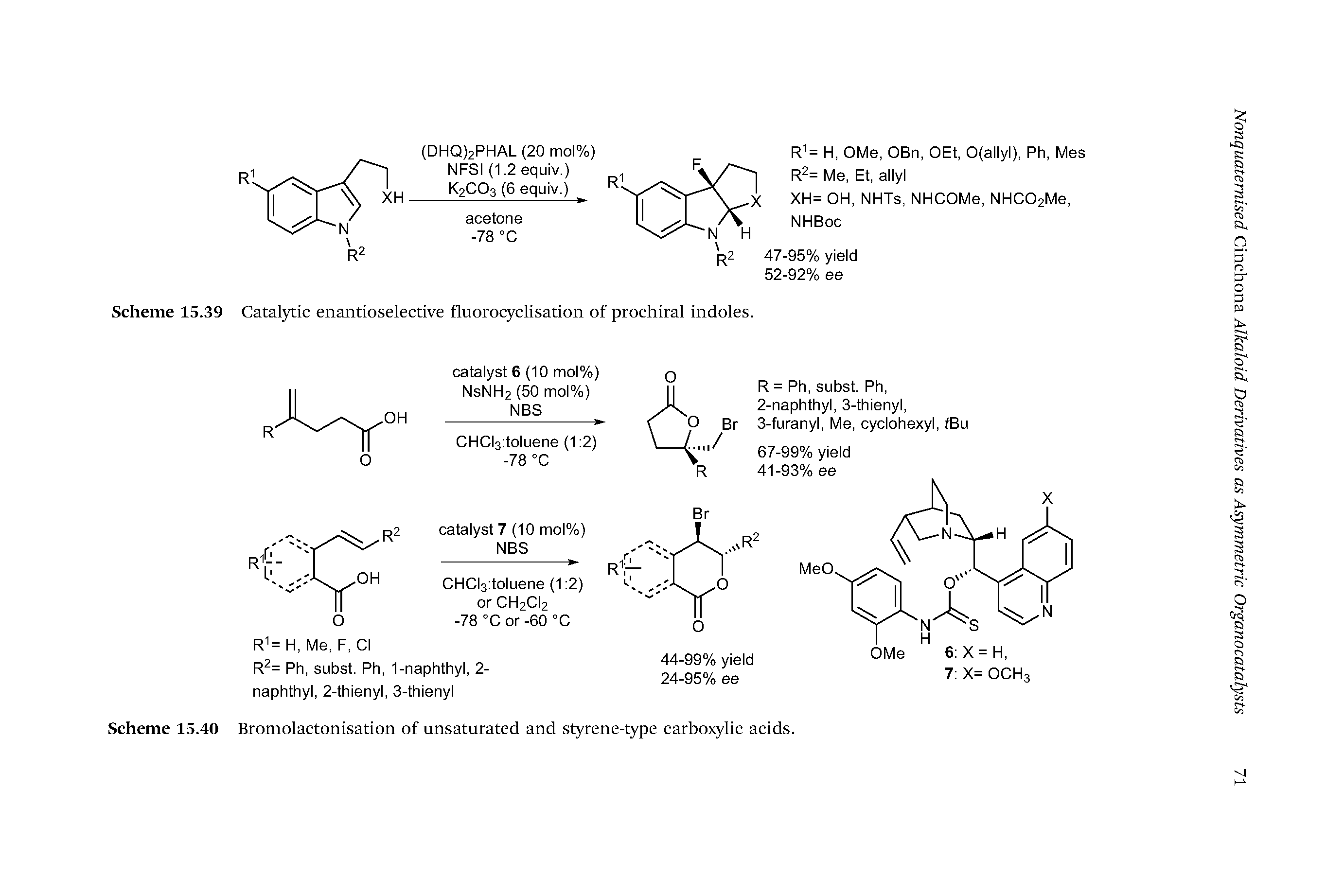 Scheme 15.40 Bromolactonisation of unsaturated and styrene-type carboxylic acids.