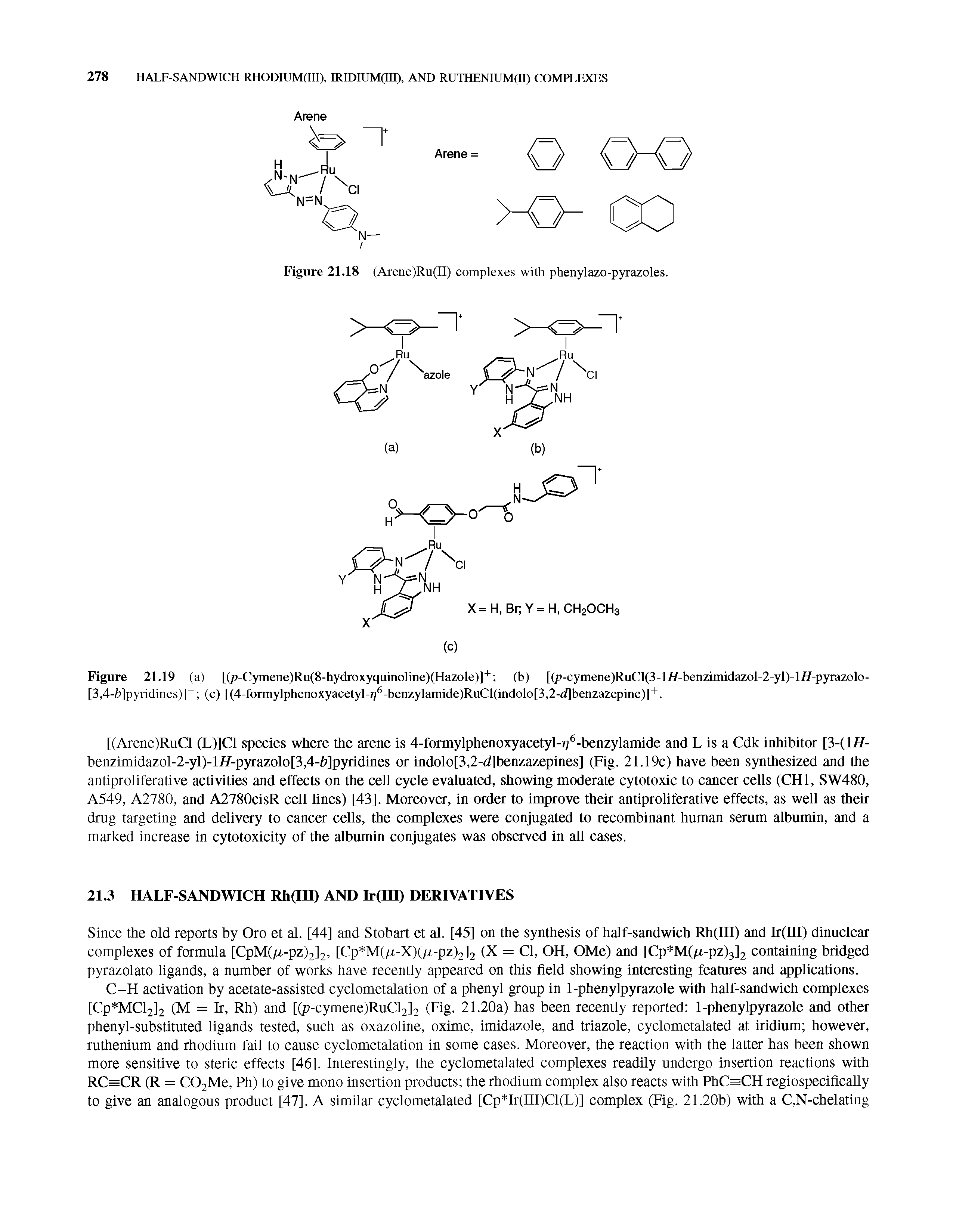 Figure 21.18 (Arene)Ru(II) complexes with phenylazo-pyrazoles.