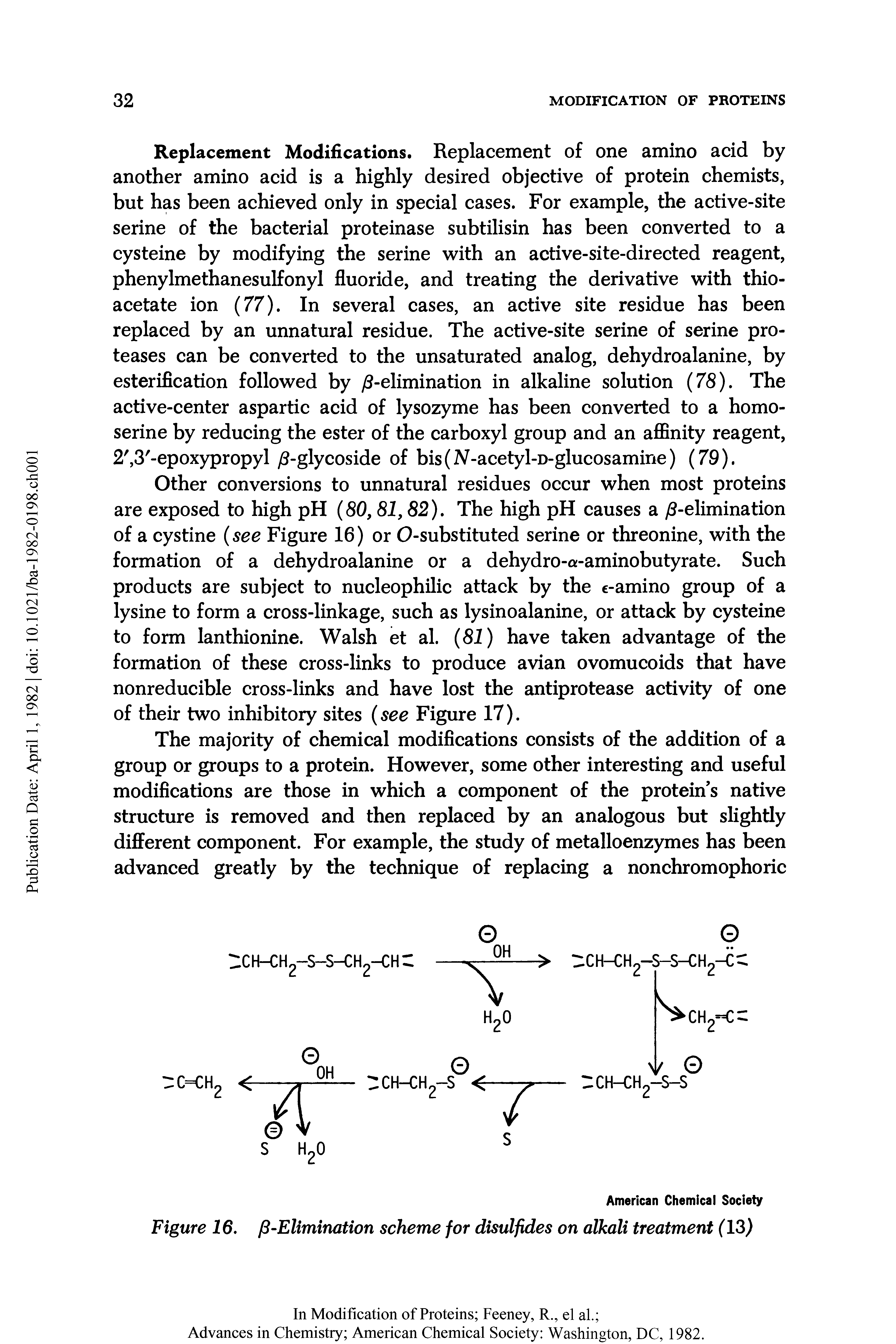 Figure 16. / -Elimination scheme for disulfides on alkali treatment (13)...