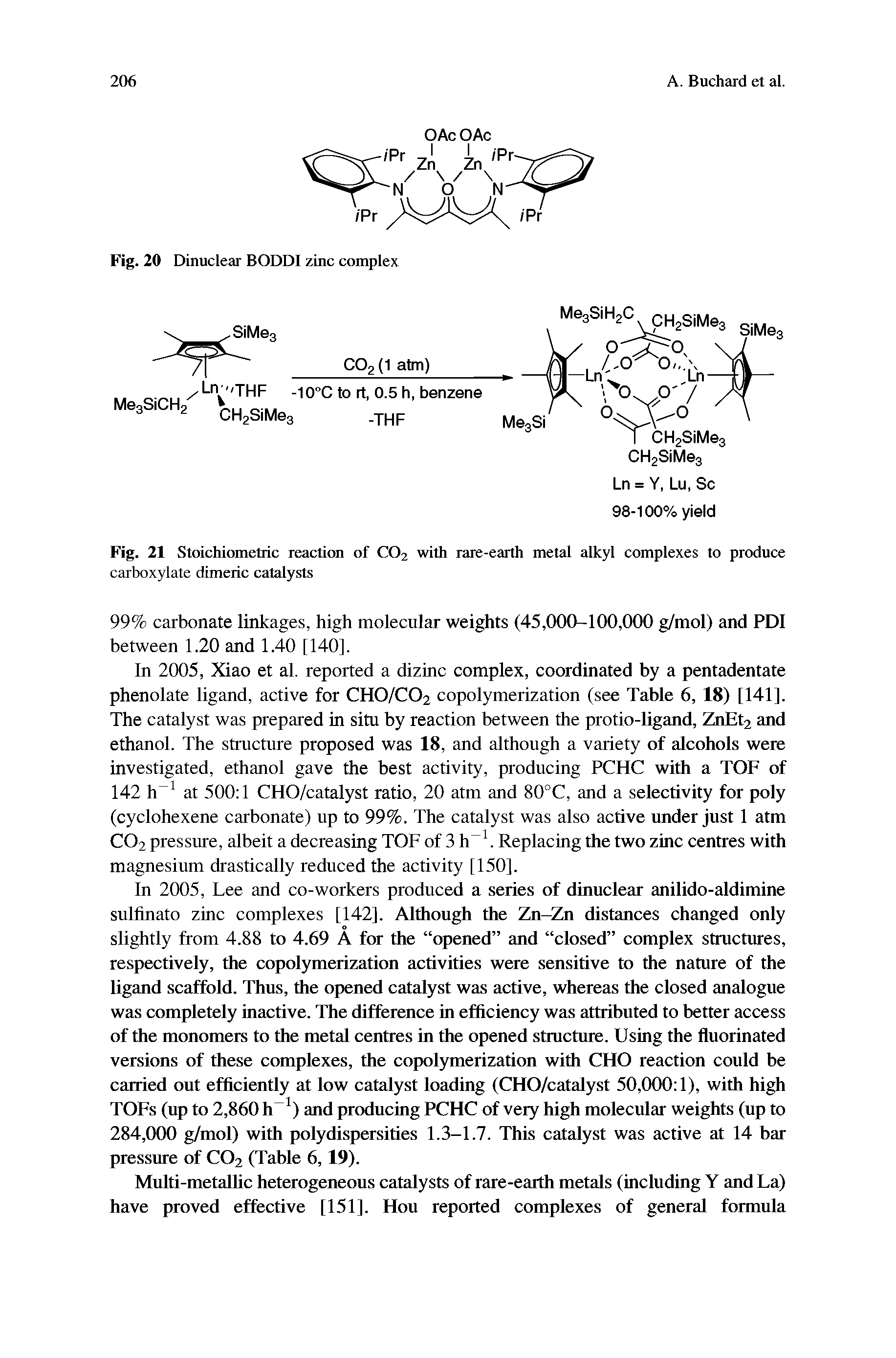 Fig. 21 Stoichiometric reaction of C02 with rare-earth metal alkyl complexes to produce carboxylate dimeric catalysts...