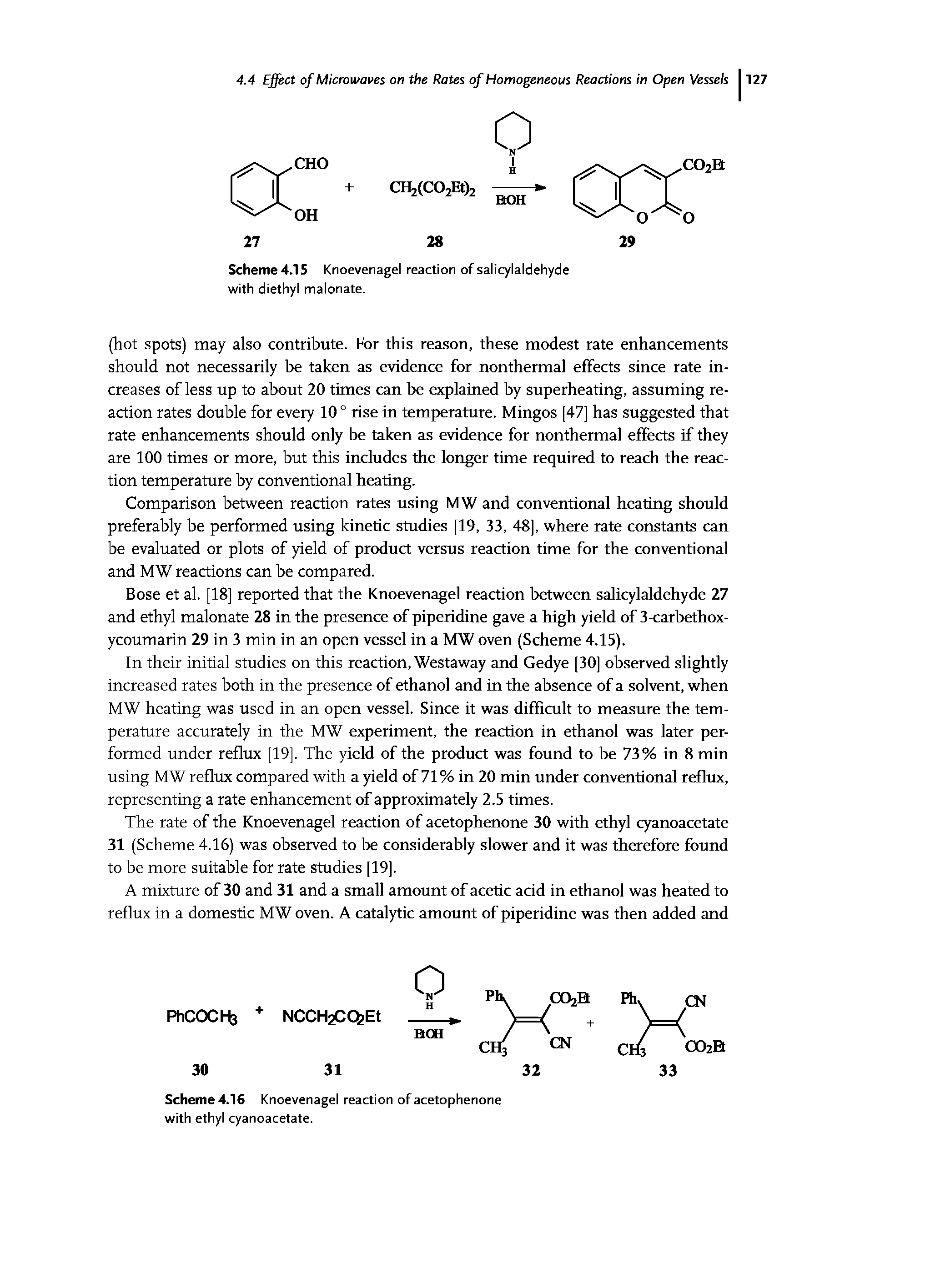 Scheme 4.16 Knoevenagel reaction of acetophenone with ethyl cyanoacetate.