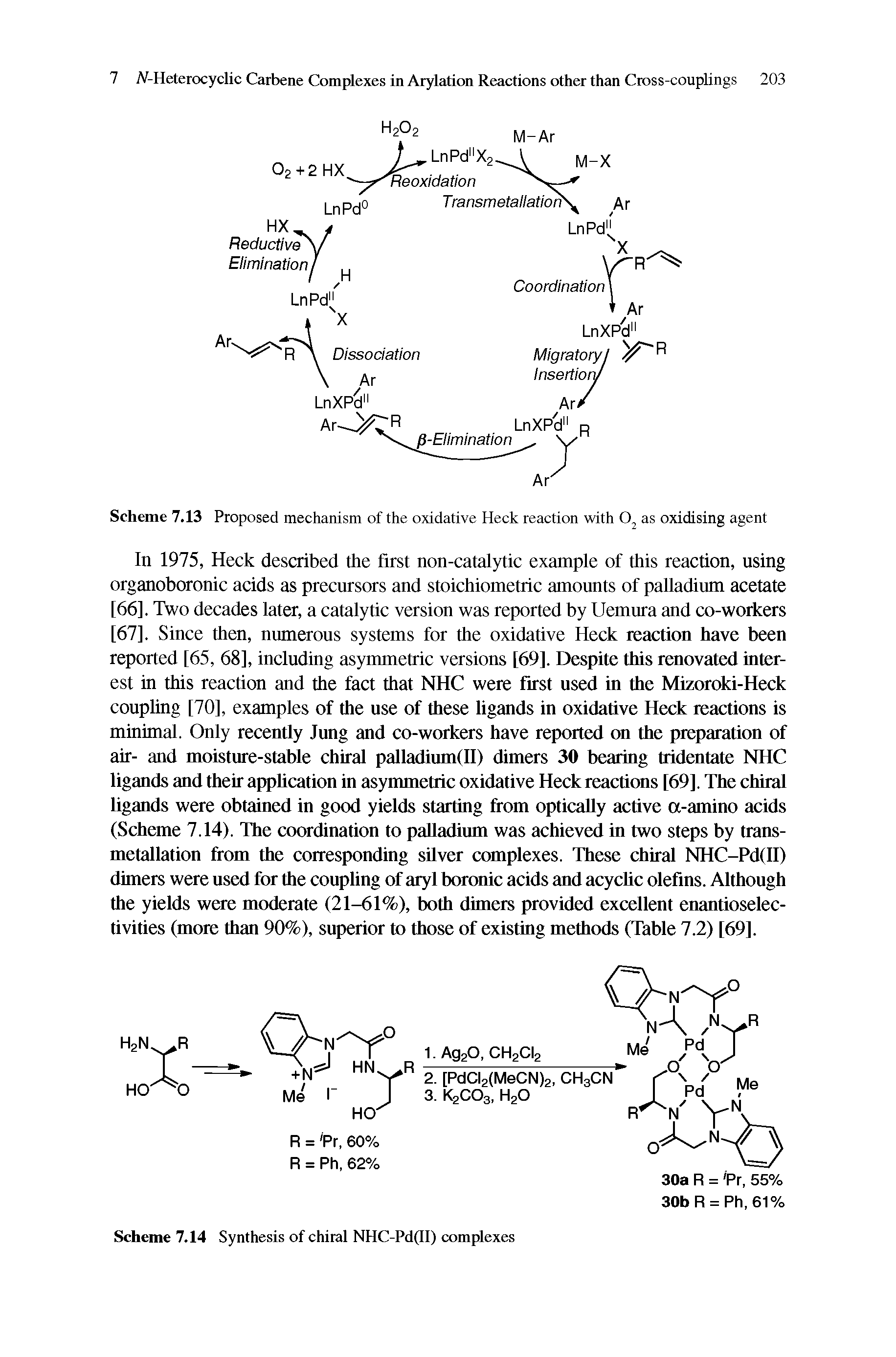 Scheme 7.13 Proposed mechanism of the oxidative Heck reaction with as oxidising agent...