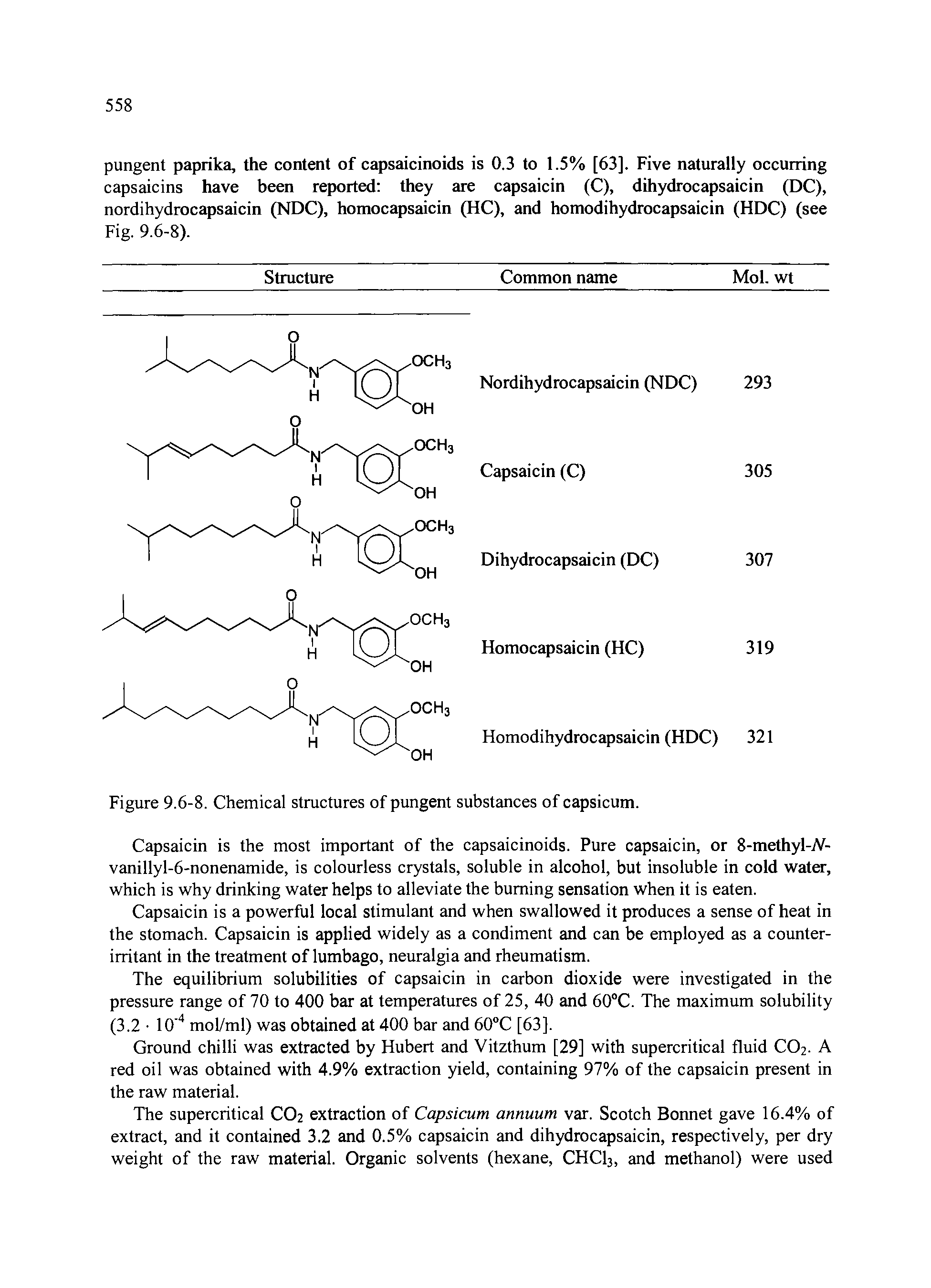 Figure 9.6-8. Chemical structures of pungent substances of capsicum.