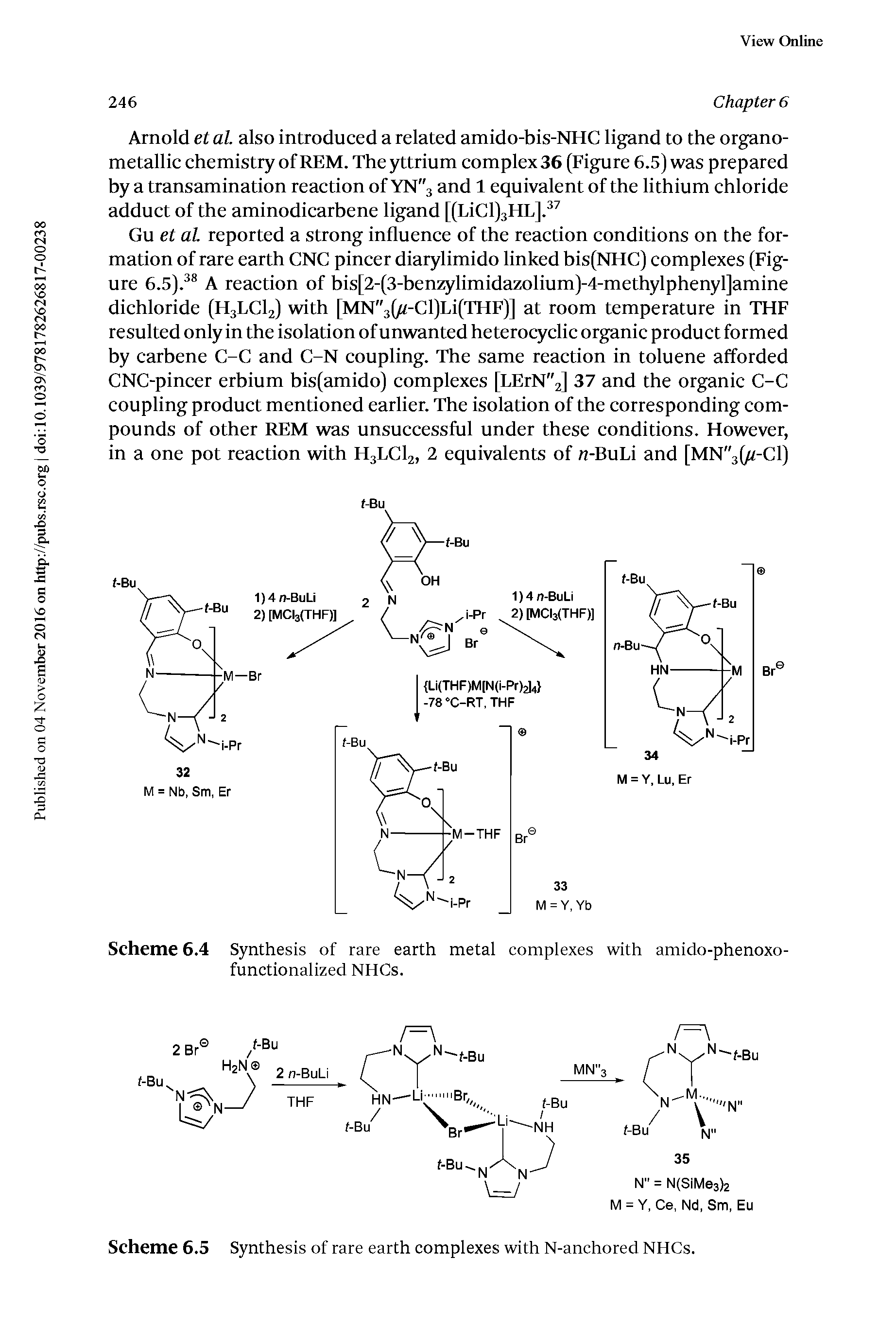Scheme 6.4 Synthesis of rare earth metal complexes with amido-phenoxo-functionalized NHCs.