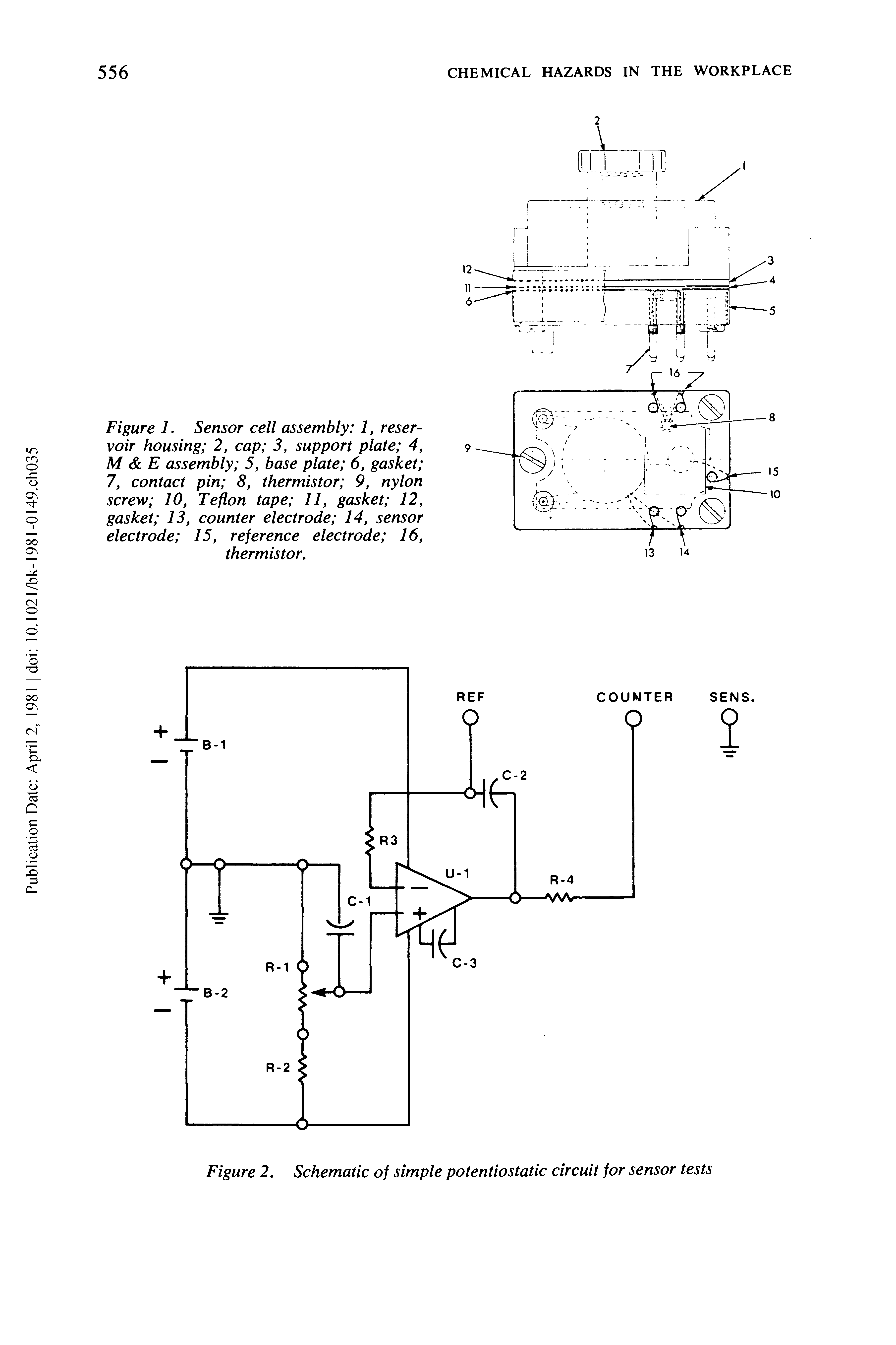 Figure 2. Schematic of simple potentiostatic circuit for sensor tests...