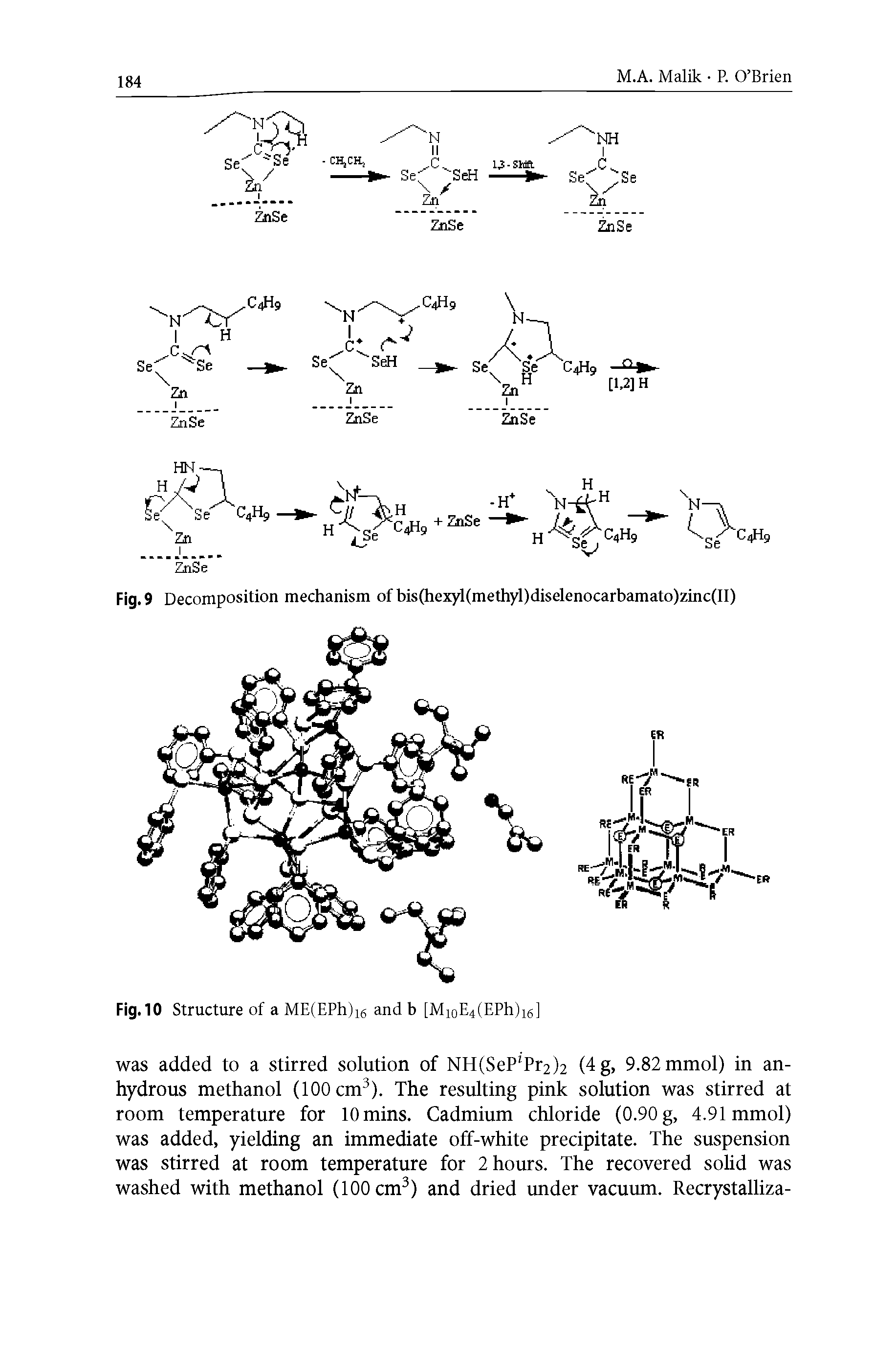 Fig. 9 Decomposition mechanism of bis(hexyl(methyl)diselenocarbamato)zinc(II)...