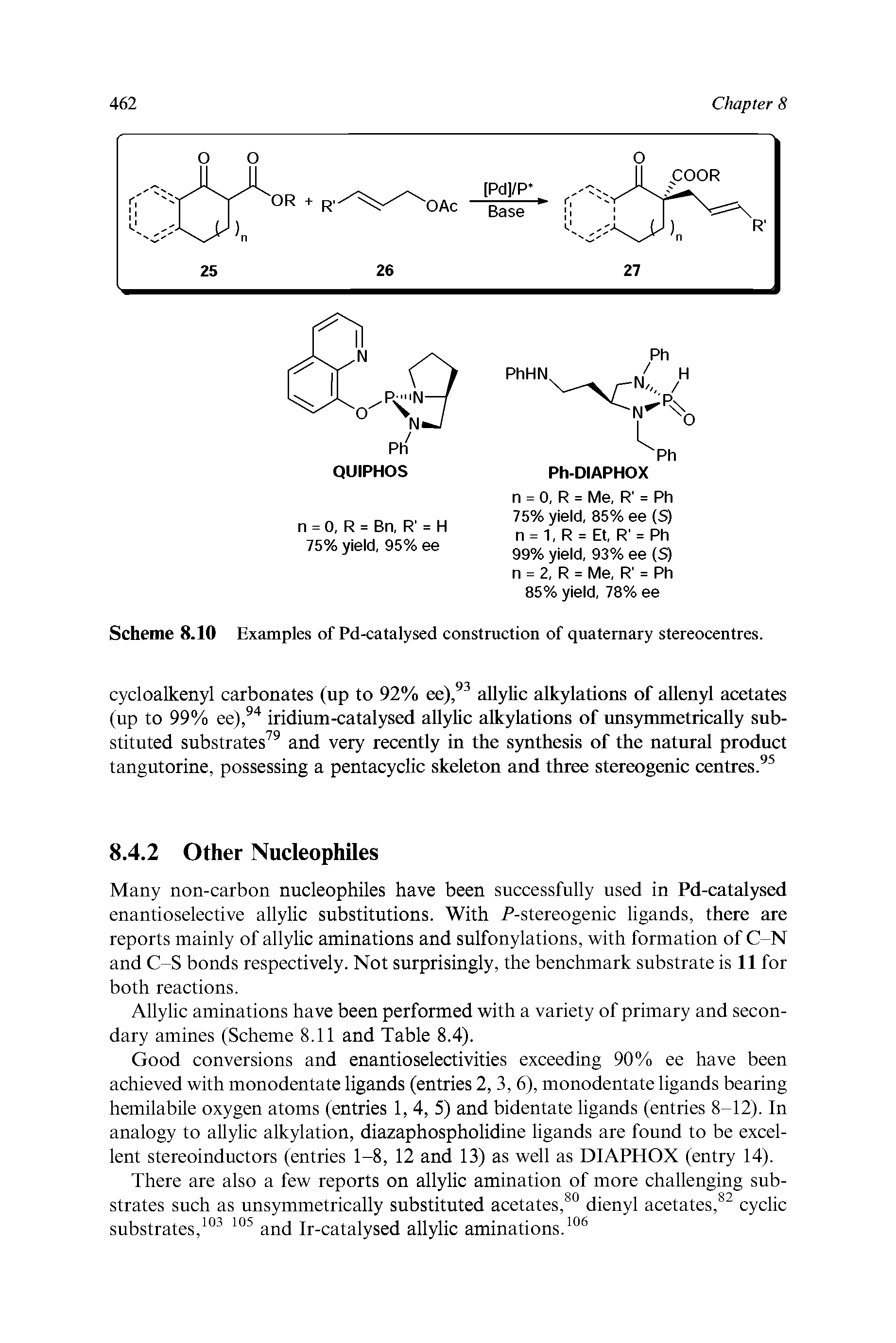 Scheme 8.10 Examples of Pd-catalysed construction of quaternary stereocentres.
