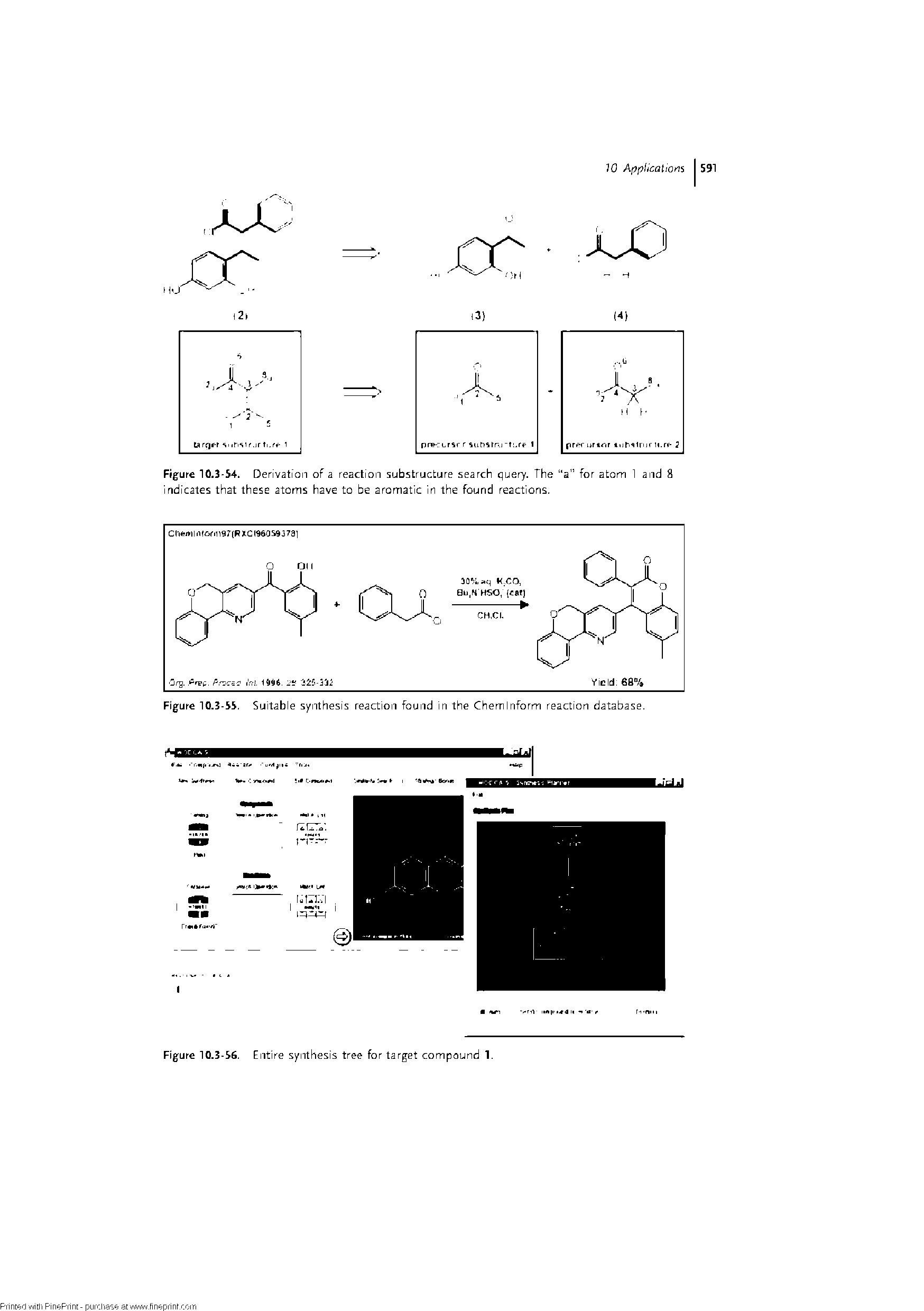 Figure 10.3-54. Derivation of a reaction substructure search query. The a" for atom 1 and 8 indicates that these atoms have to be aromatic in the found reactions.