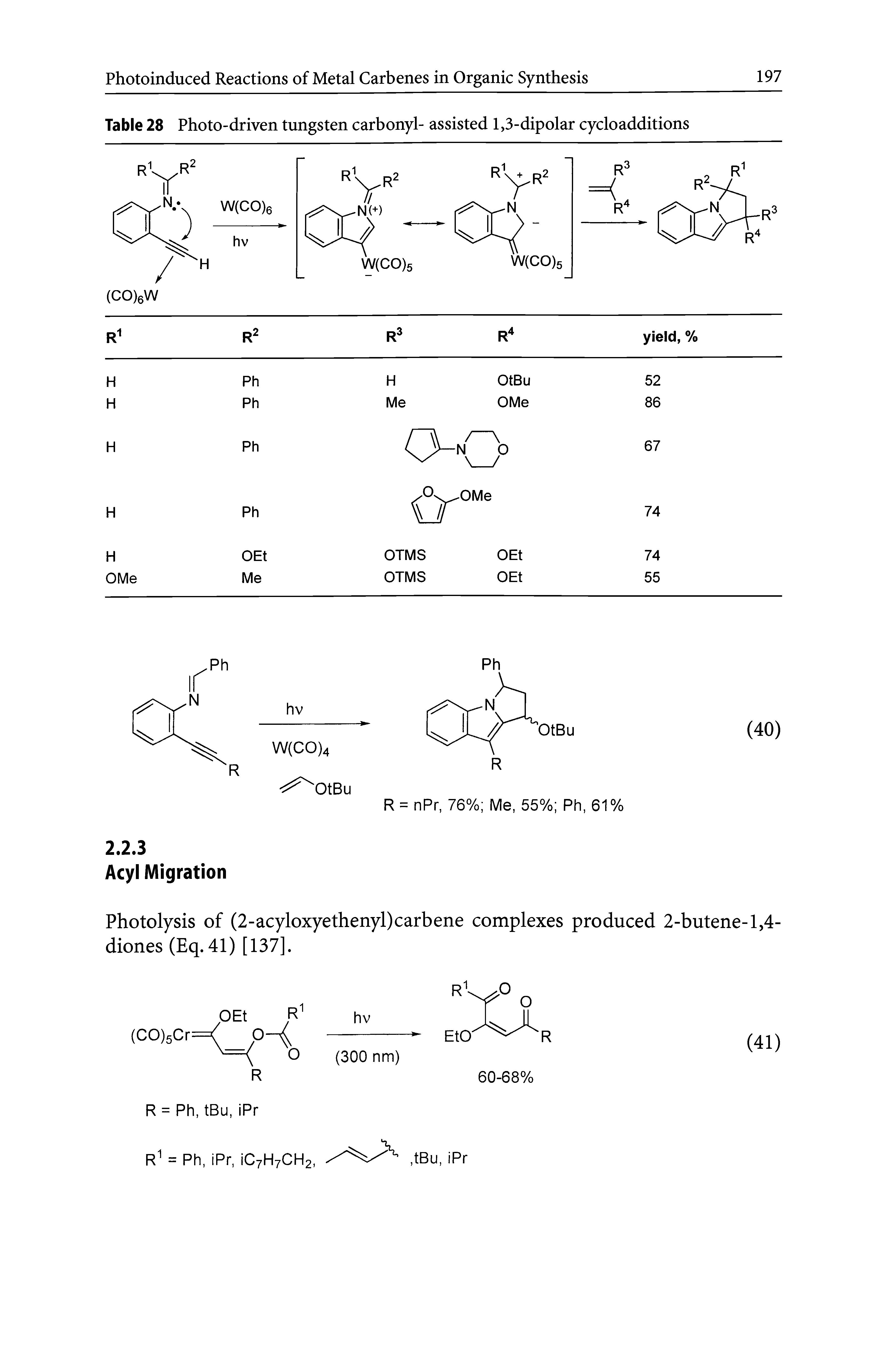 Table 28 Photo-driven tungsten carbonyl- assisted 1,3-dipolar cycloadditions...