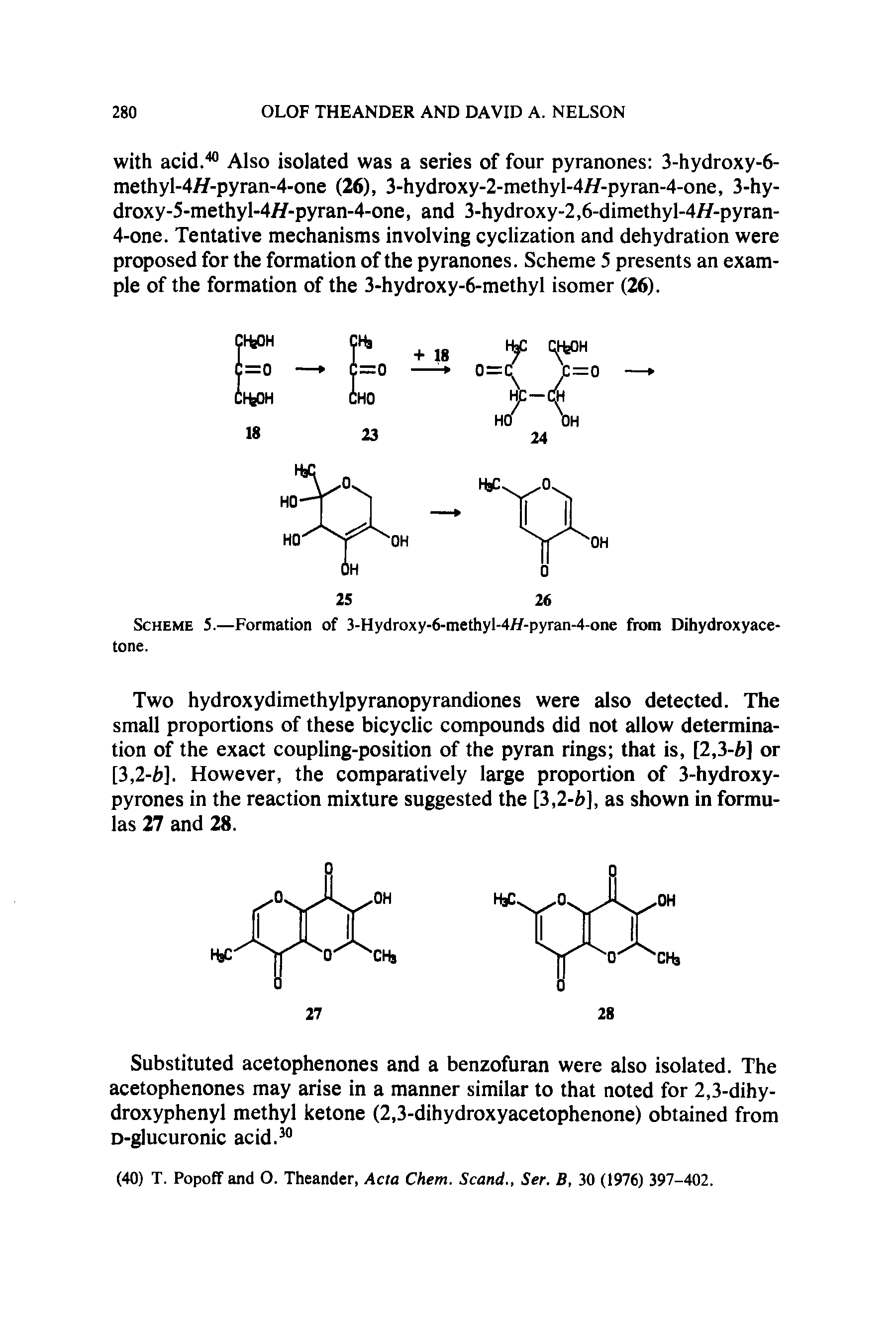 Scheme 5.—Formation of 3-Hydroxy-6-methyl-4//-pyran-4-one from Dihydroxyace-tone.