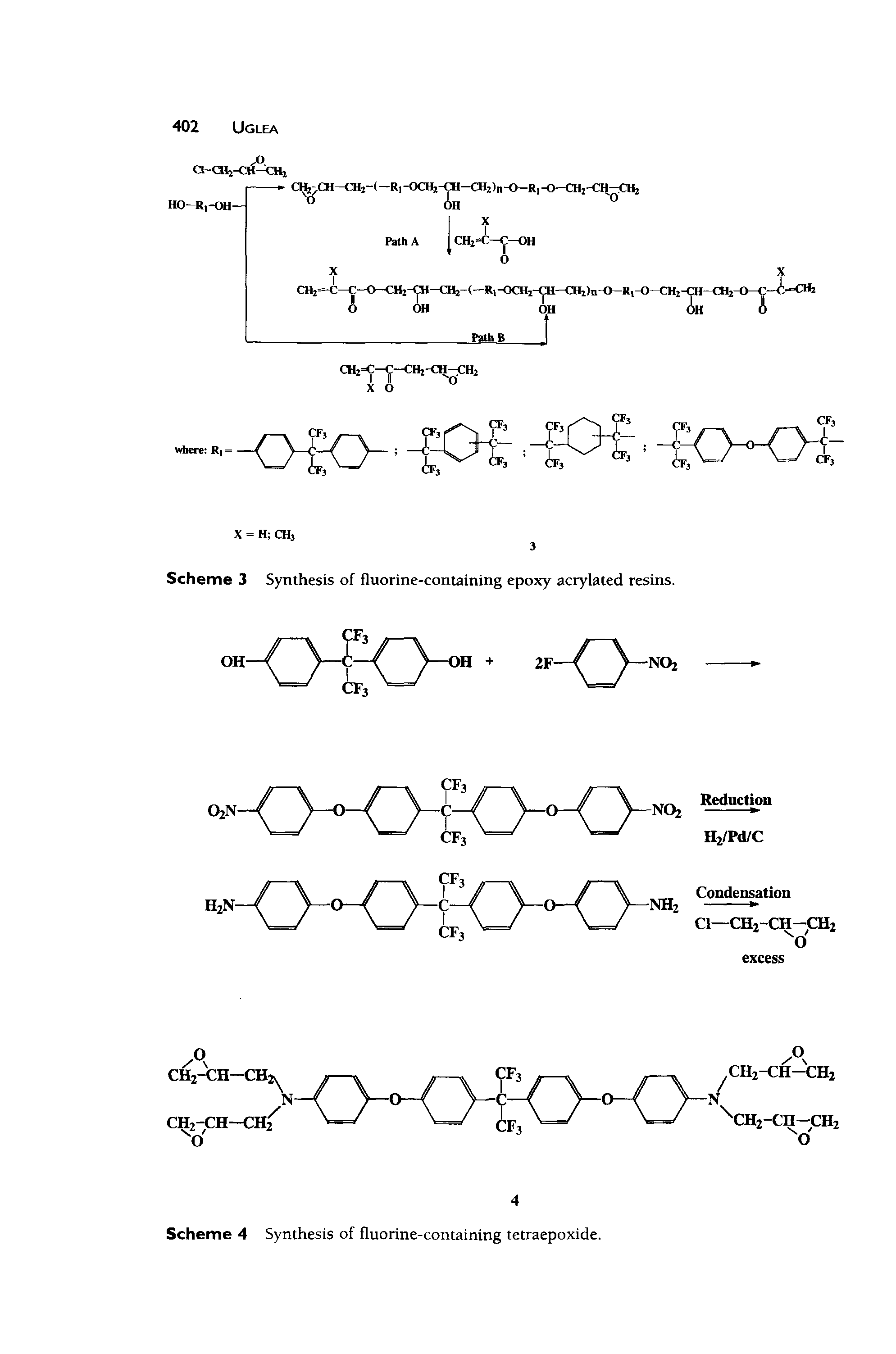 Scheme 3 Synthesis of fluorine-containing epoxy acrylated resins.