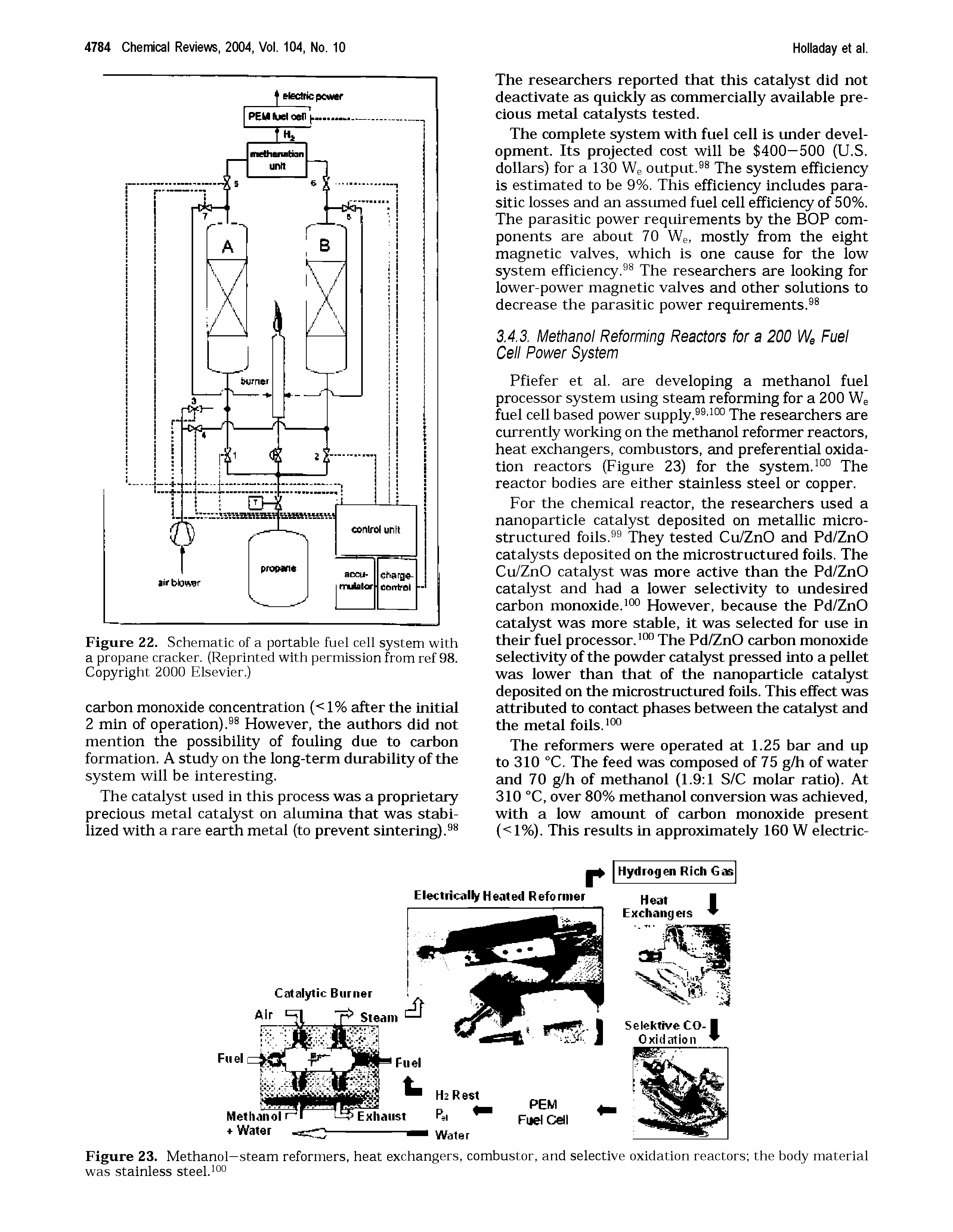 Figure 23. Methanol—steam reformers, heat exchangers, combustor, and selective oxidation reactors the body materiai was stainless steel. ...
