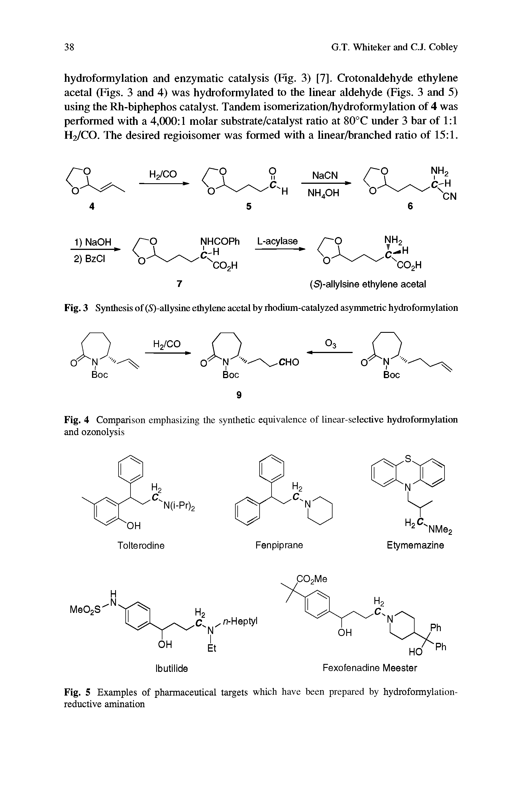 Fig. 3 Synthesis of (5)-allysine ethylene acetal by rhodium-catalyzed asymmetric hydroformylation H2/CO...