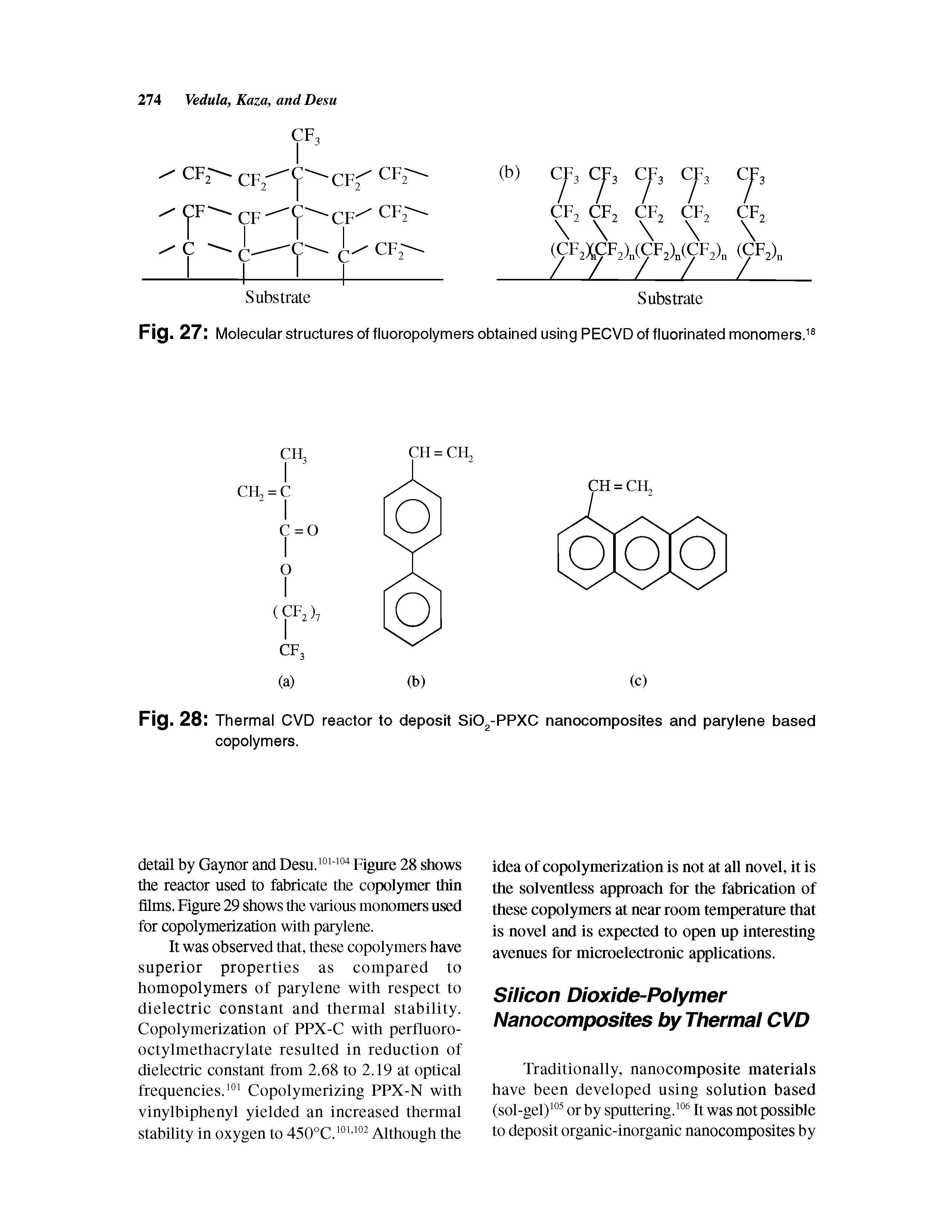 Fig. 28 Thermal CVD reactor to deposit SiOg-PPXC nanocomposites and parylene based copolymers.