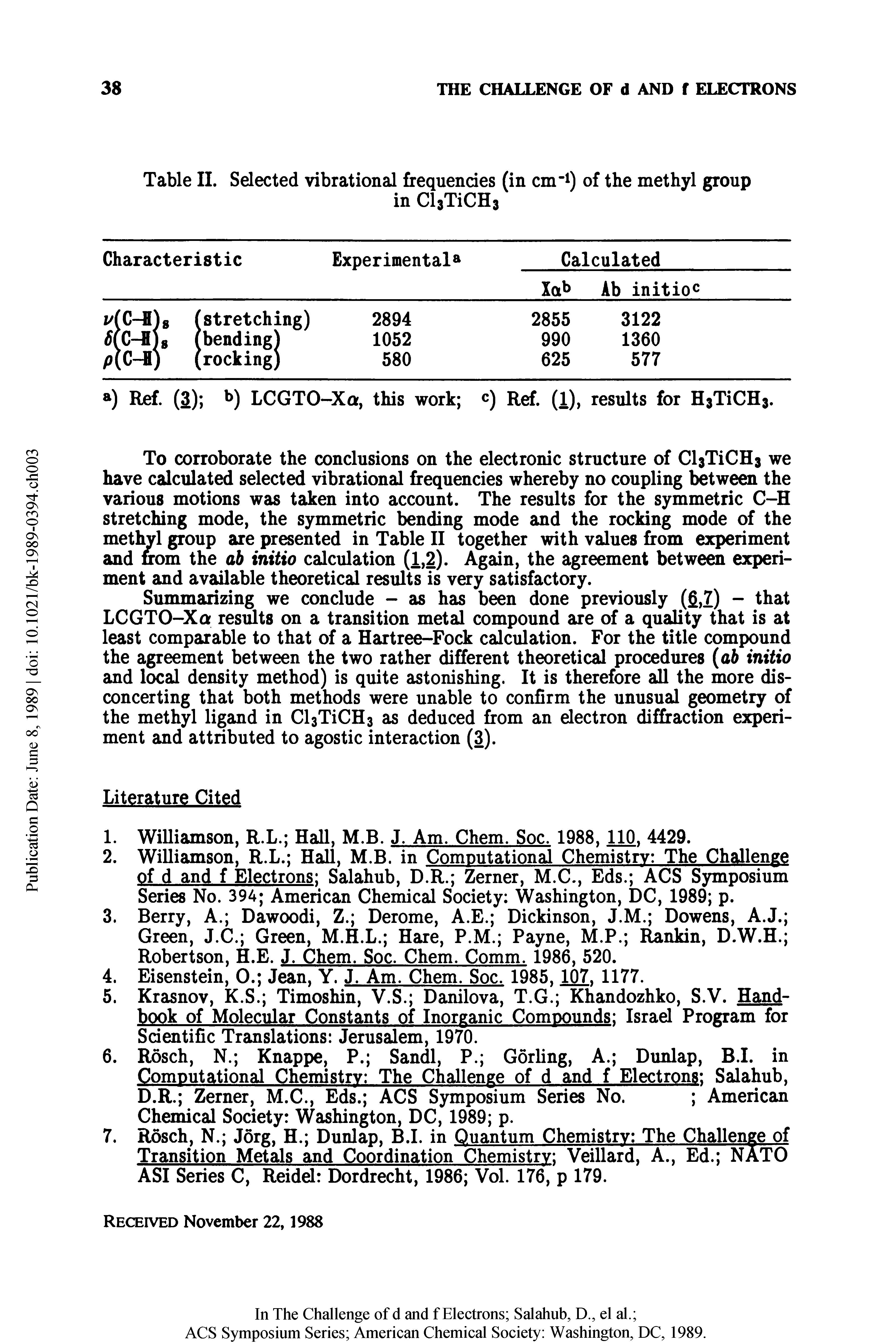 Table II. Selected vibrational frequencies (in cm ) of the methyl group...