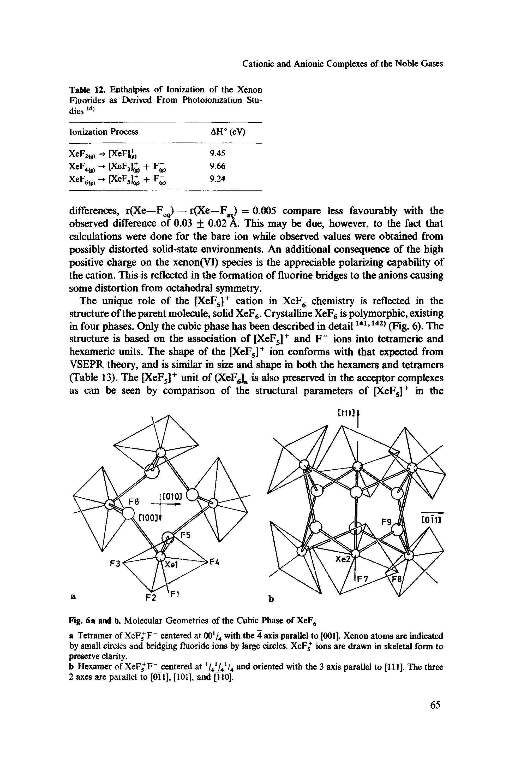 Table 12. Enthalpies of Ionization of the Xenon Fluorides as Derived From Photoionization Studies 14)...