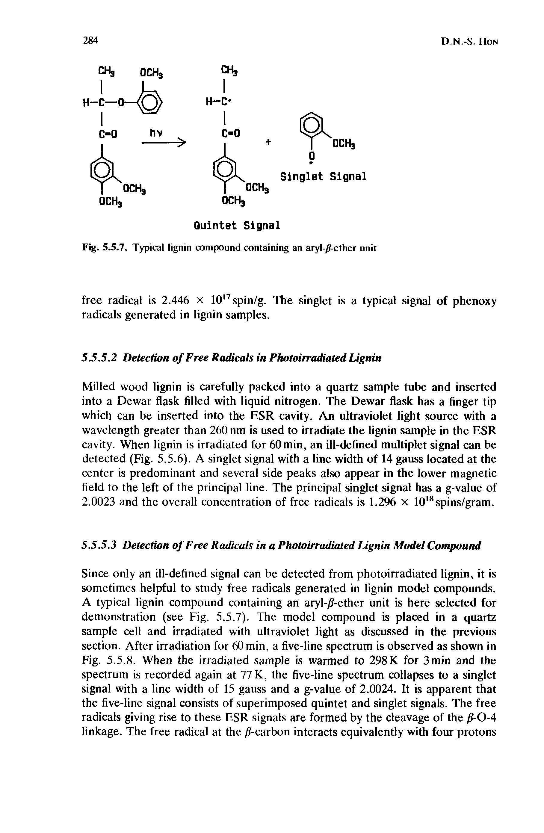 Fig. 5.5.7. Typical lignin compound containing an aryl-/f-ether unit...