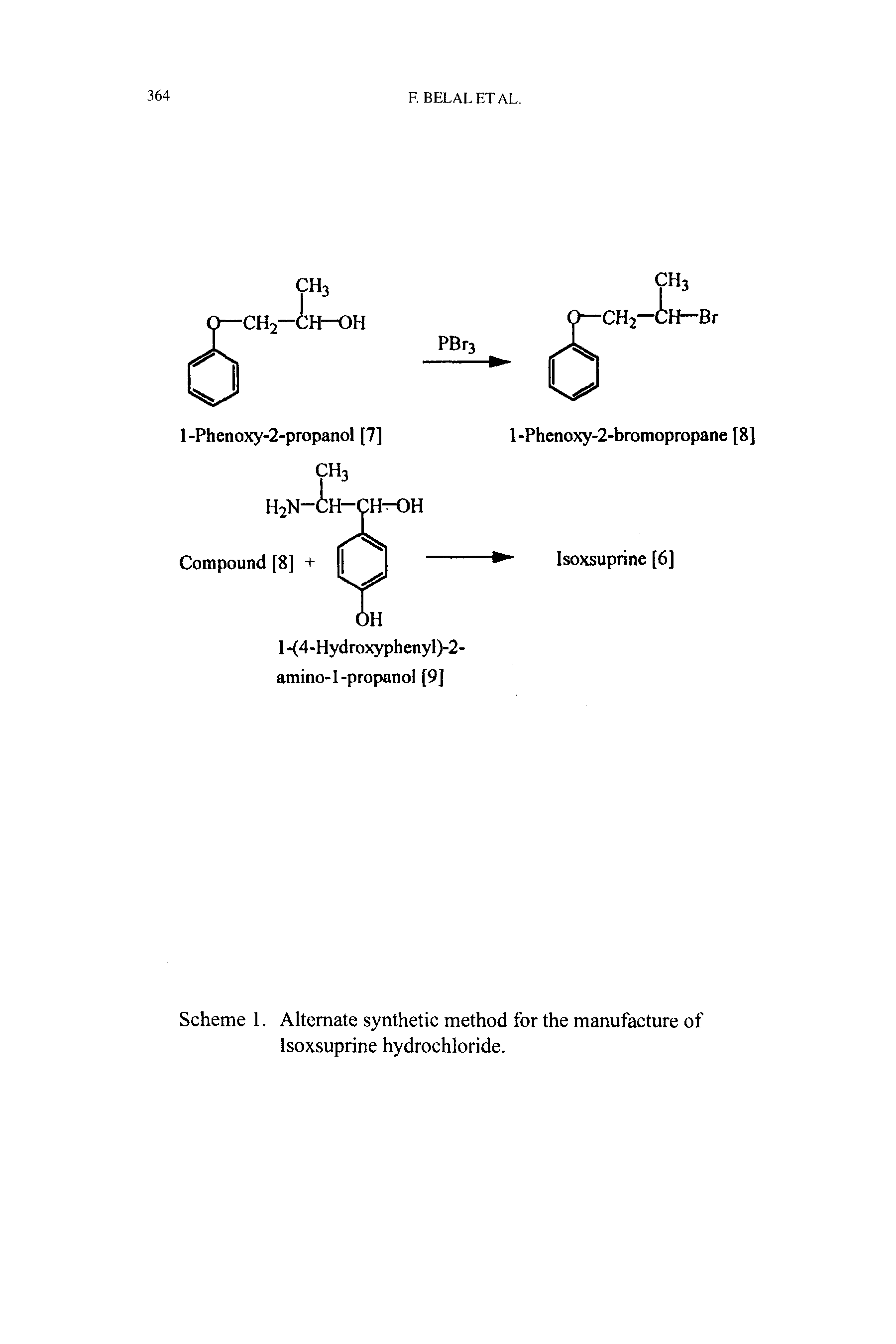 Scheme 1. Alternate synthetic method for the manufacture of Isoxsuprine hydrochloride.