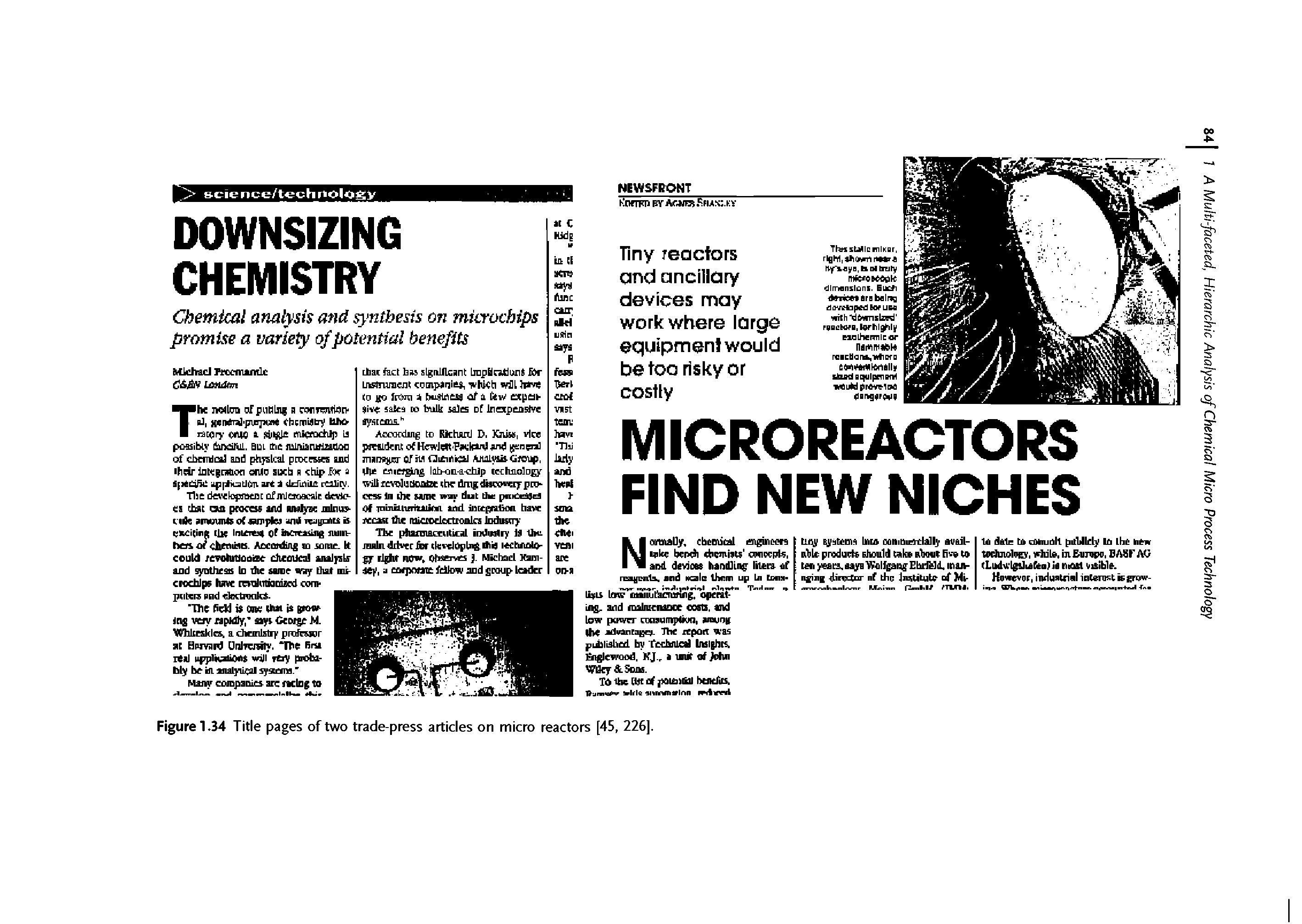 Figure 1.34 Title pages of two trade-press articles on micro reactors [45, 226].
