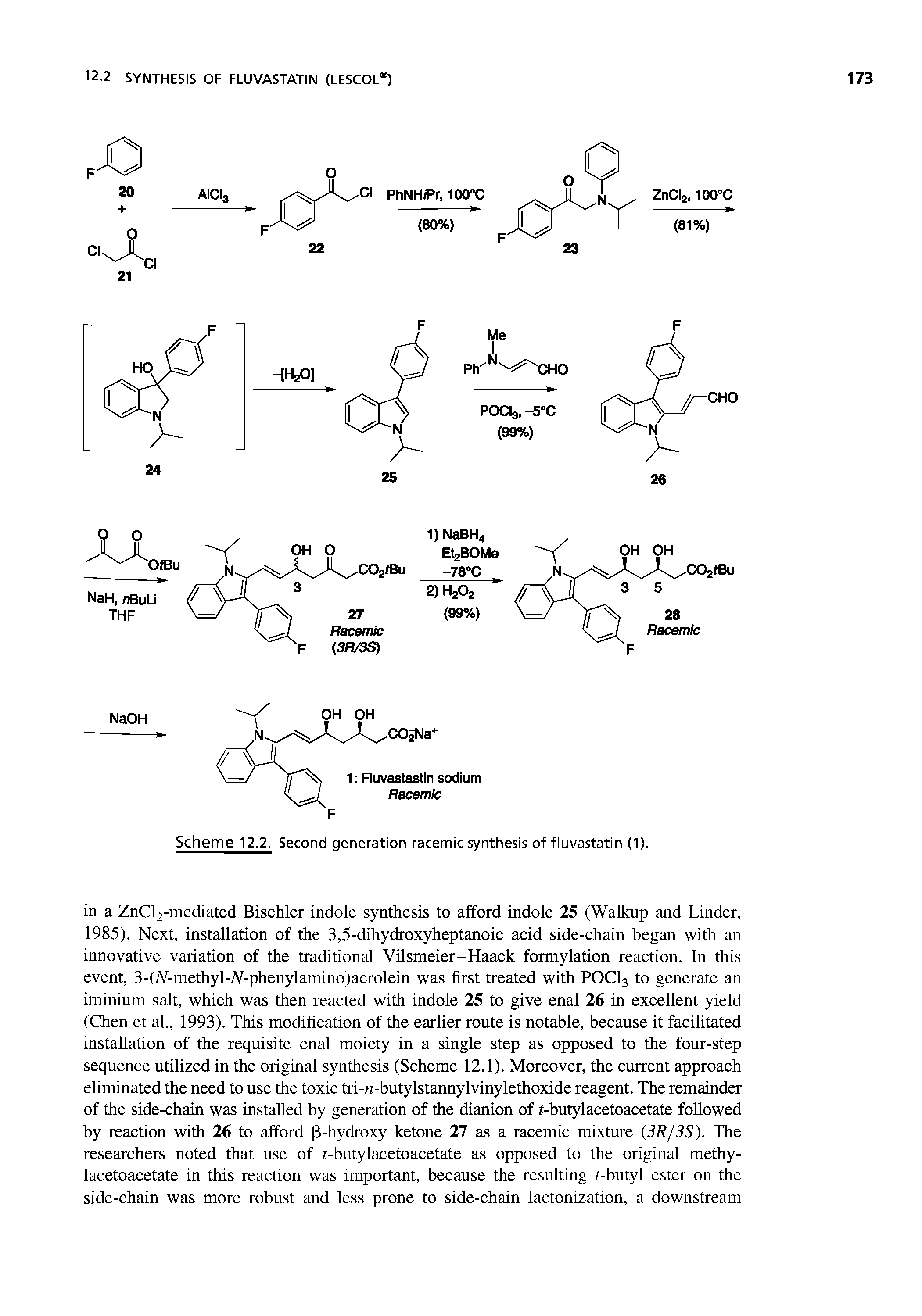 Scheme 12.2. Second generation racemic synthesis of fiuvastatin (1).