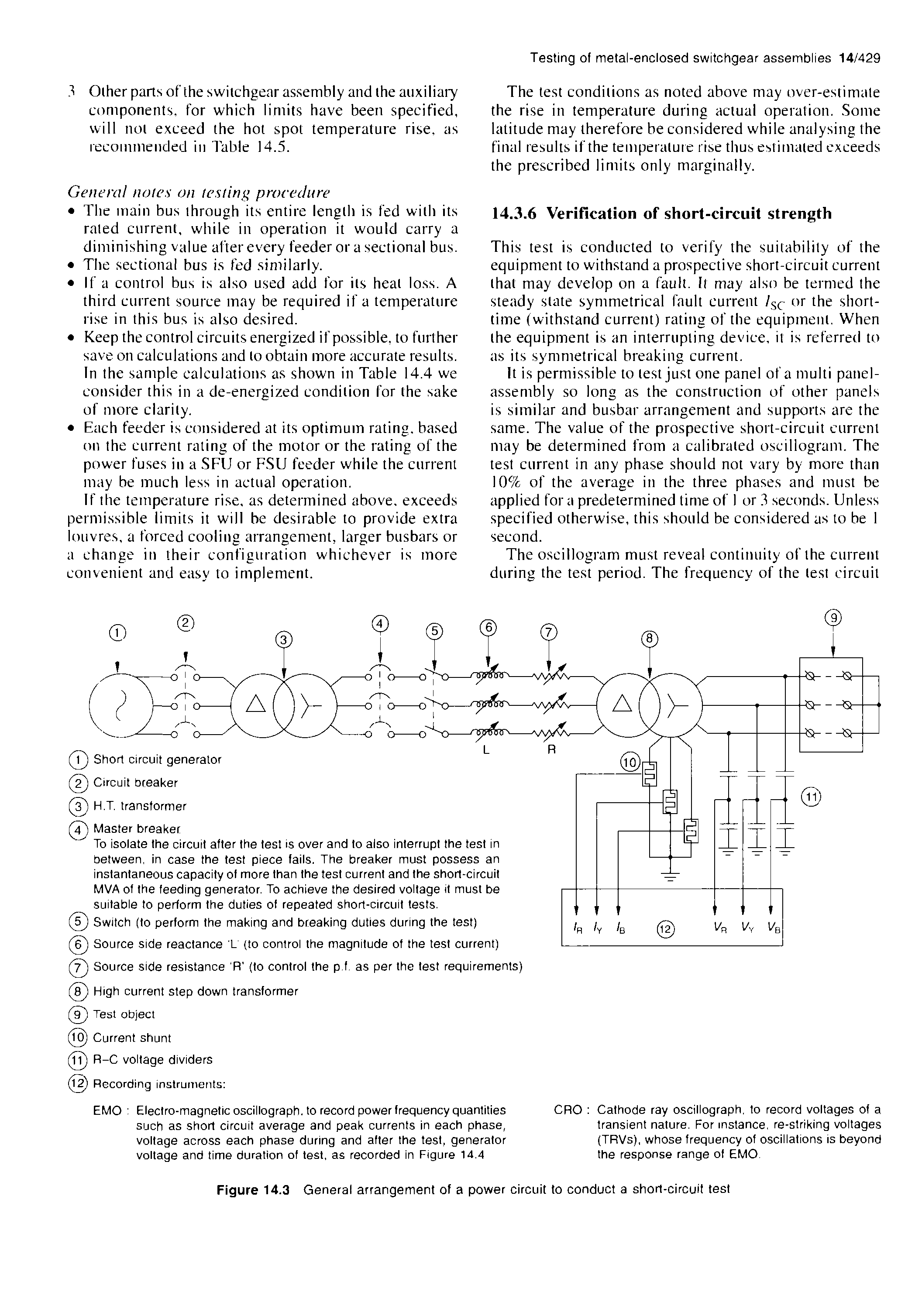 Figure 14.3 General arrangement of a power circuit to conduct a short-circuit test...
