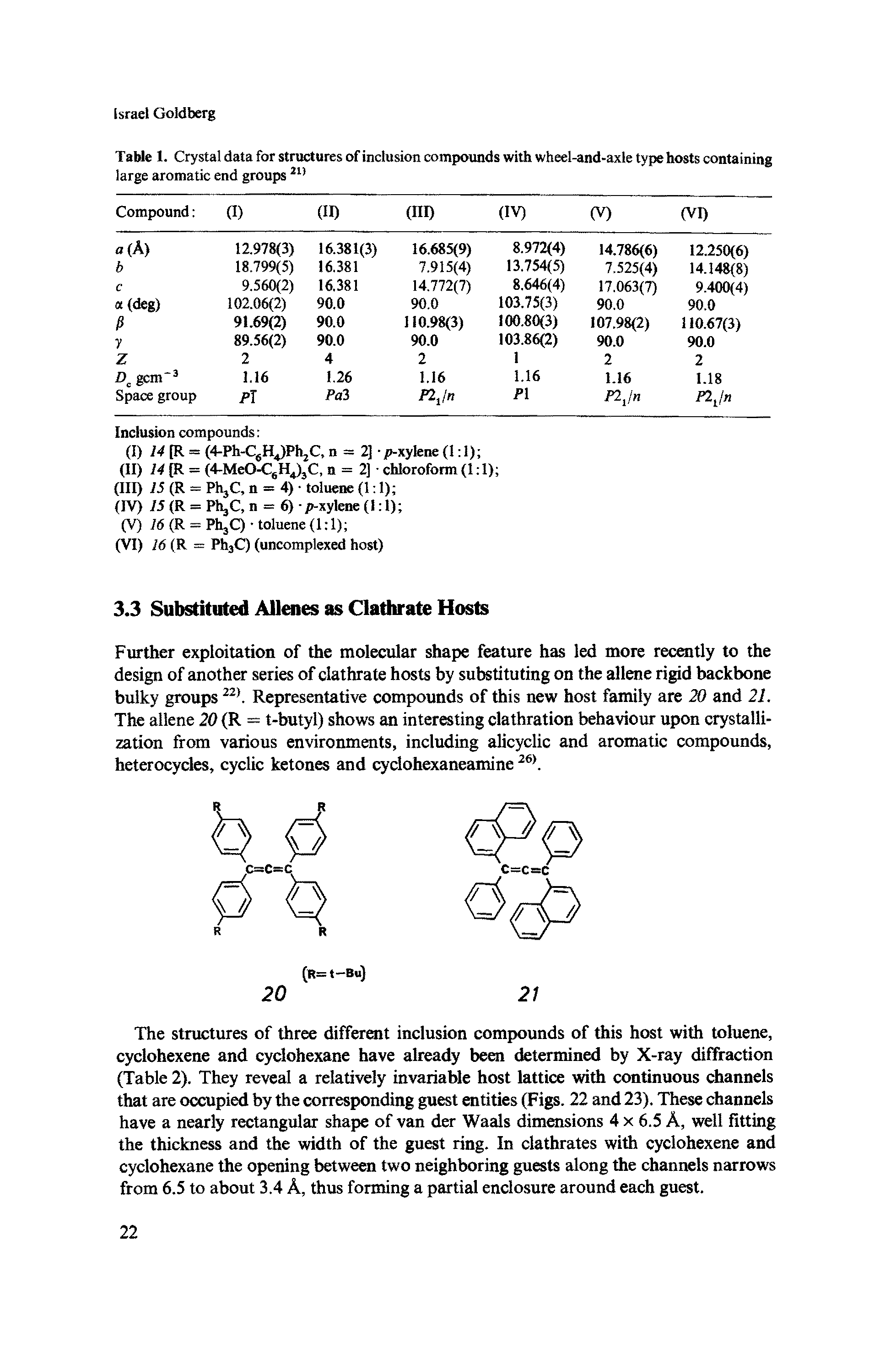 Table 1. Crystal data for structures of inclusion compounds with wheel-and-axle type hosts containing large aromatic end groups Jl)...