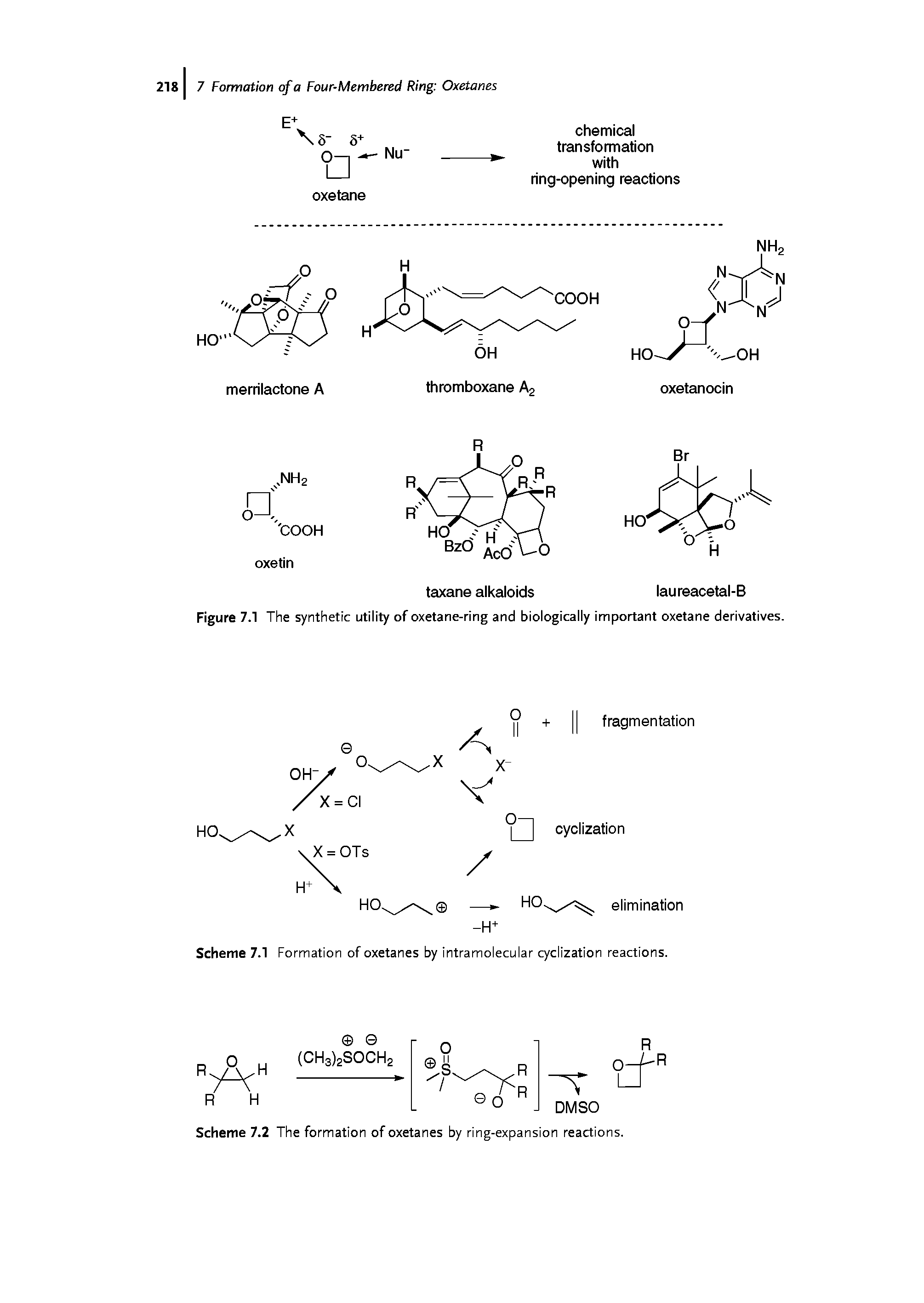 Scheme 7.1 Formation of oxetanes by intramolecular cyclization reactions.