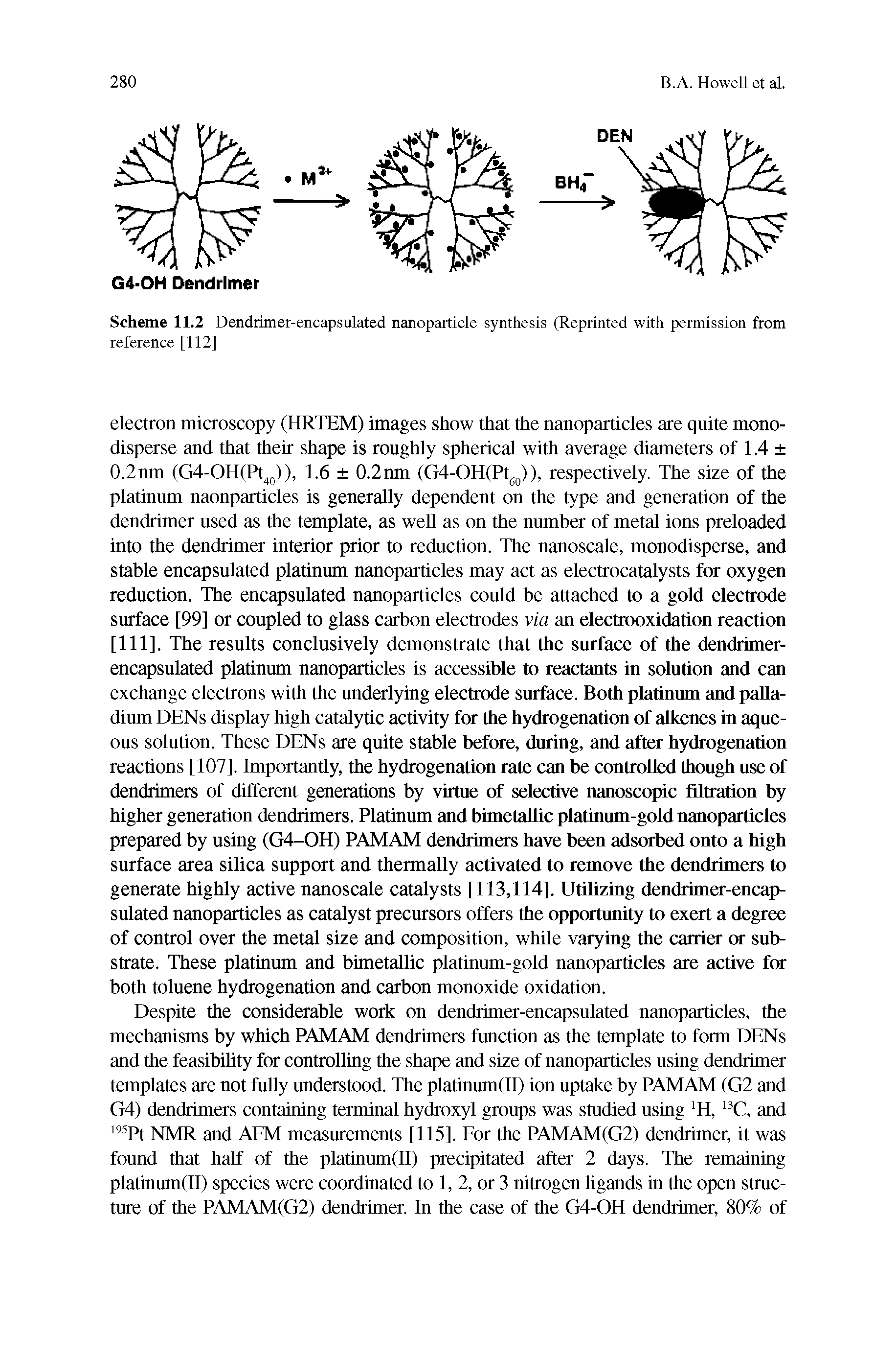 Scheme 11.2 Dendrimer-encapsulated nanoparticle synthesis (Reprinted with permission from reference [112]...