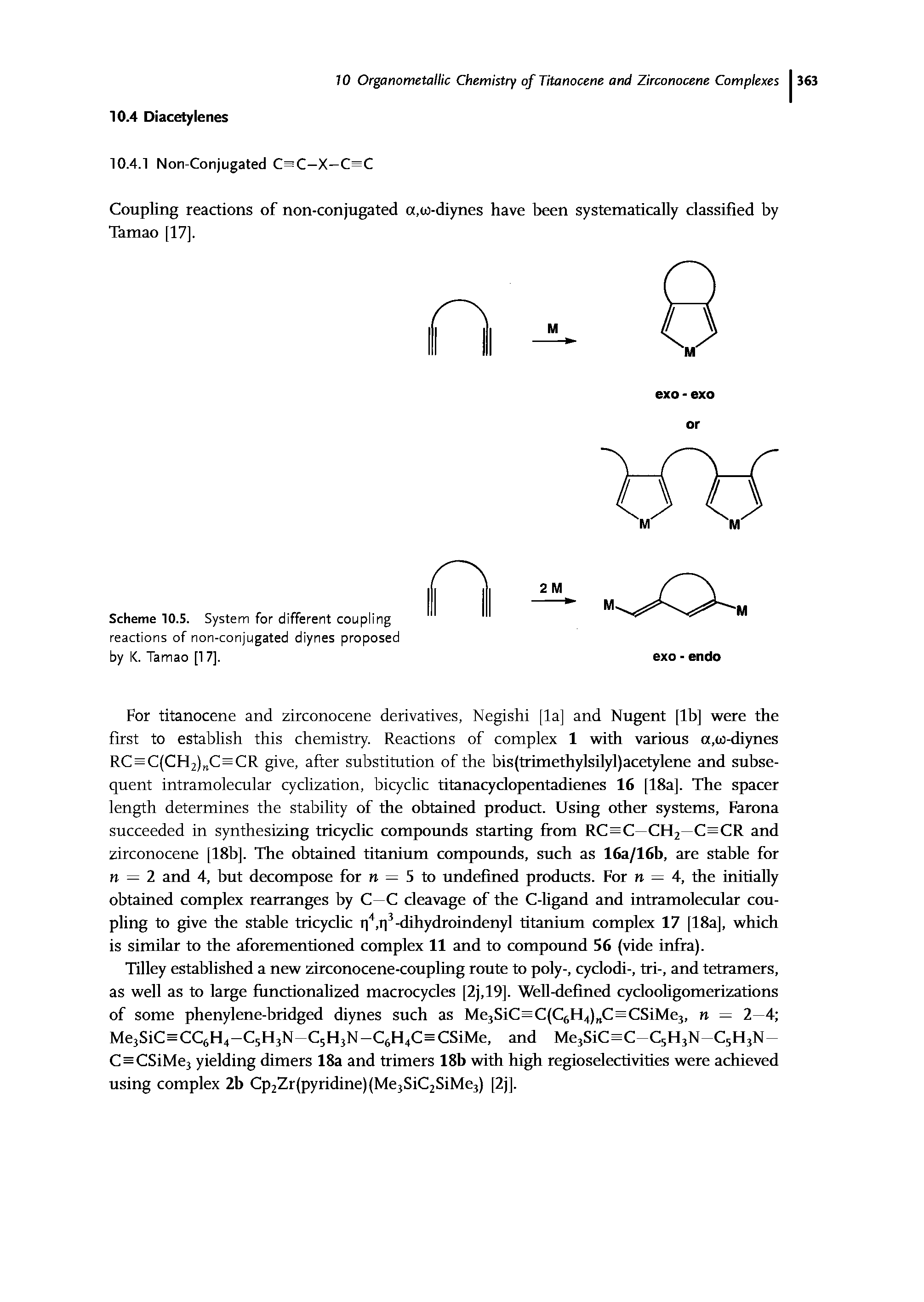 Scheme 10.5. System for different coupling reactions of non-conjugated diynes proposed by K. Tamao [1 7].