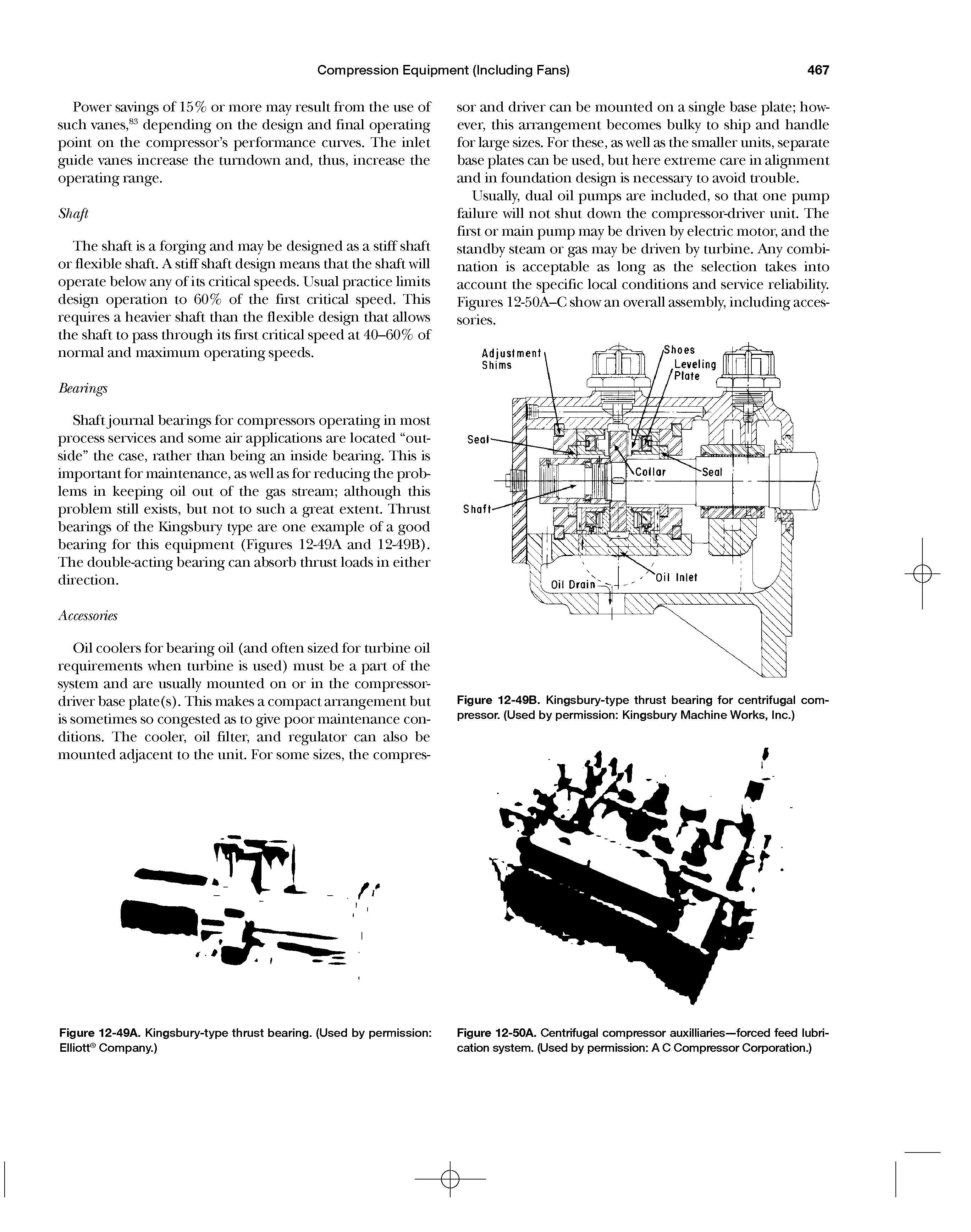 Figure 12-49B. Kingsbury-type thrust bearing for centrifugai compressor. (Used by permission Kingsbury Machine Works, inc.)...