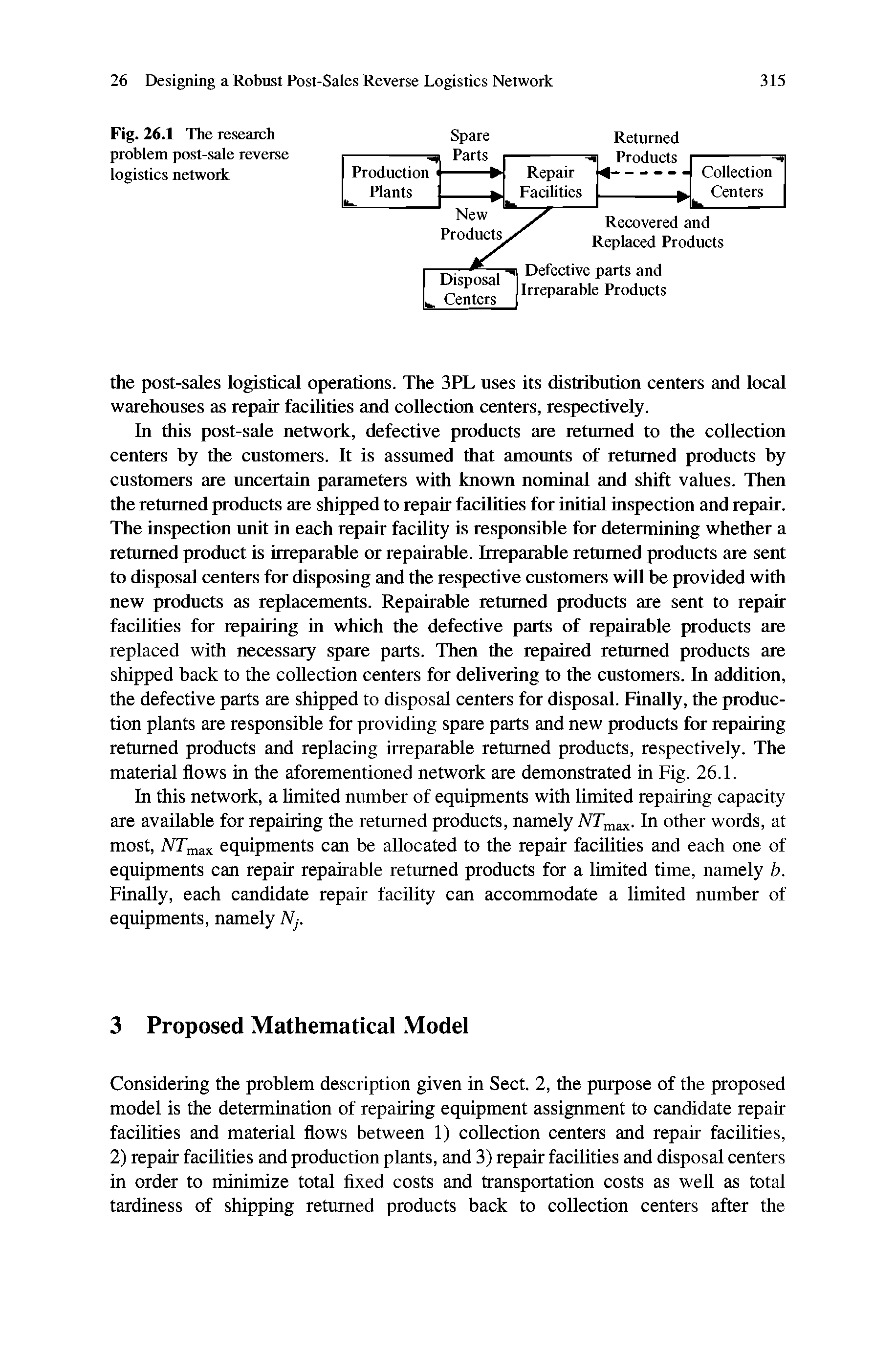 Fig. 26.1 The research problem post-sale reverse logistics network...