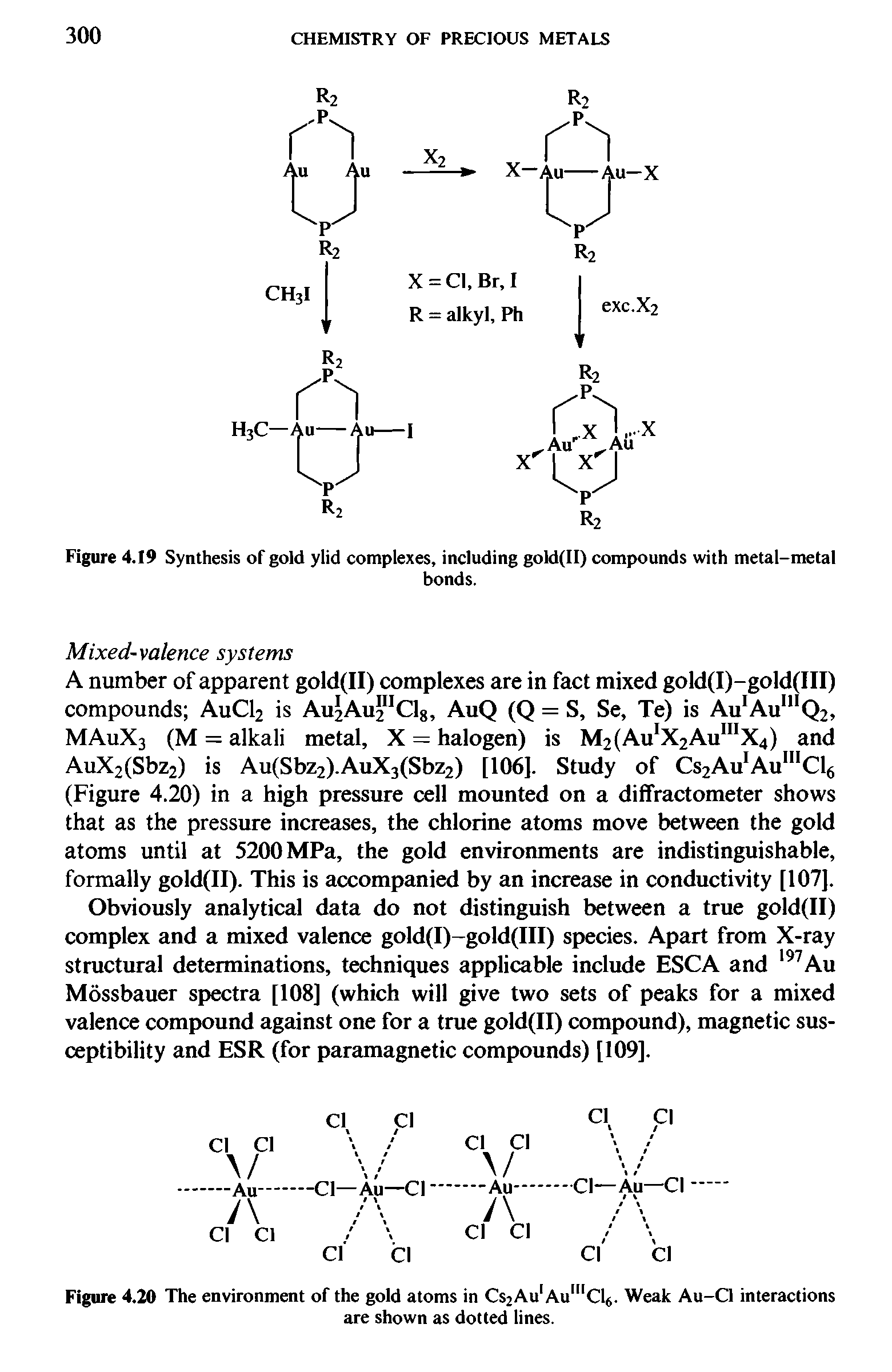 Figure 4.19 Synthesis of gold ylid complexes, including gold(II) compounds with metal-metal...