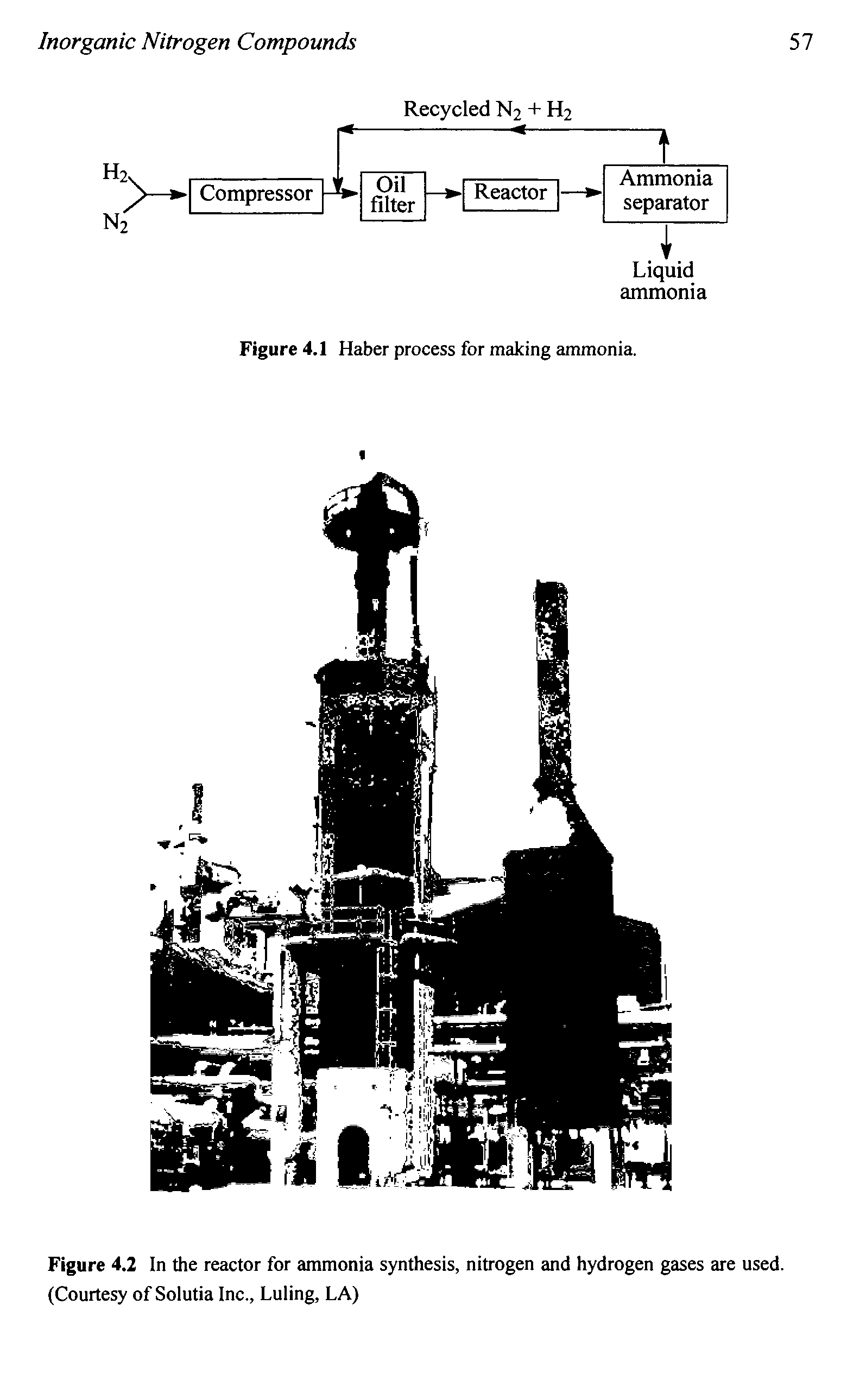 Figure 4.2 In the reactor for ammonia synthesis, nitrogen and hydrogen gases are used. (Courtesy of Solutia Inc., Luling, LA)...